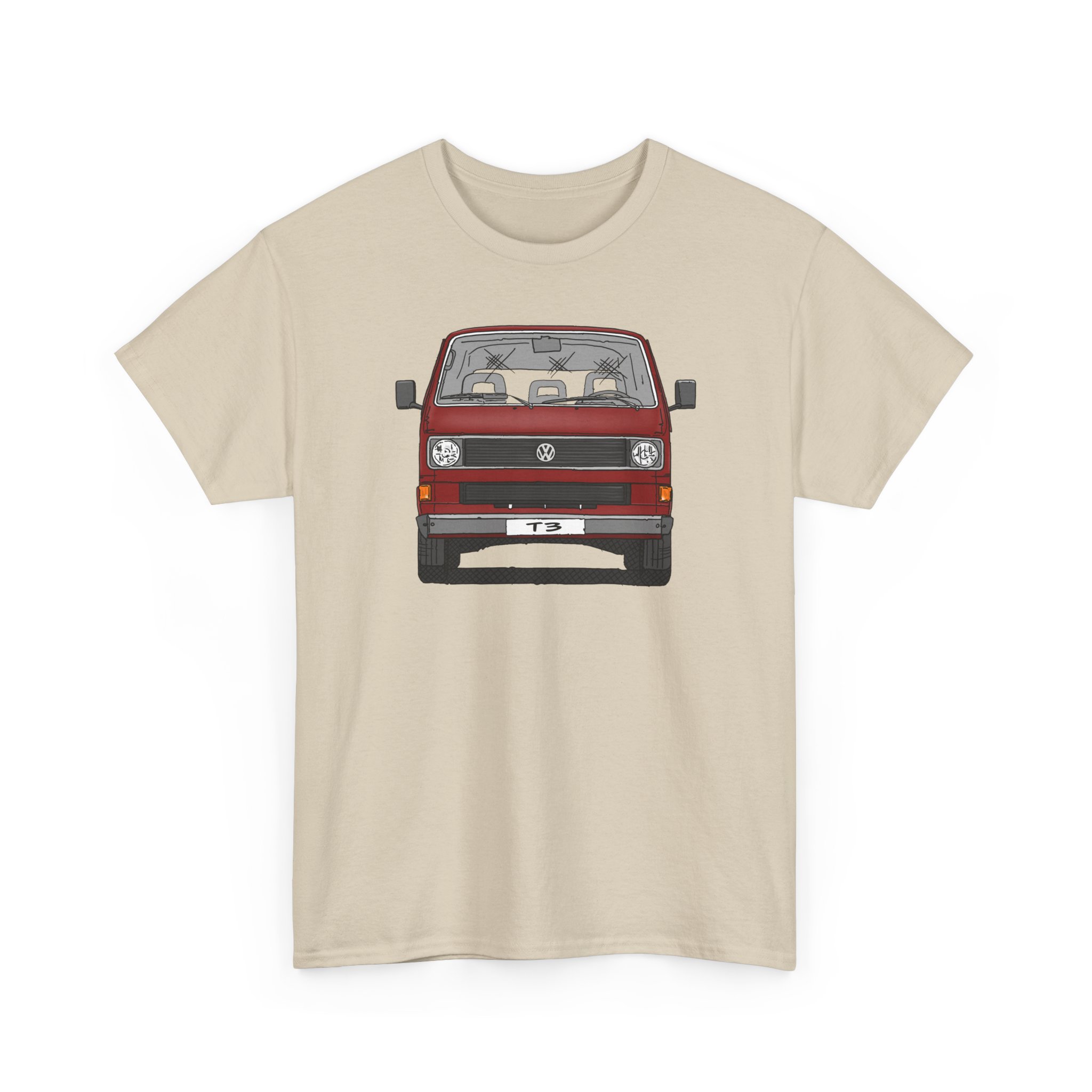T-Shirt, VW T3, Bulli, VW Bus, Strichzeichnung, Rot, mit Kennzeichen personalisierbar – Bild 7