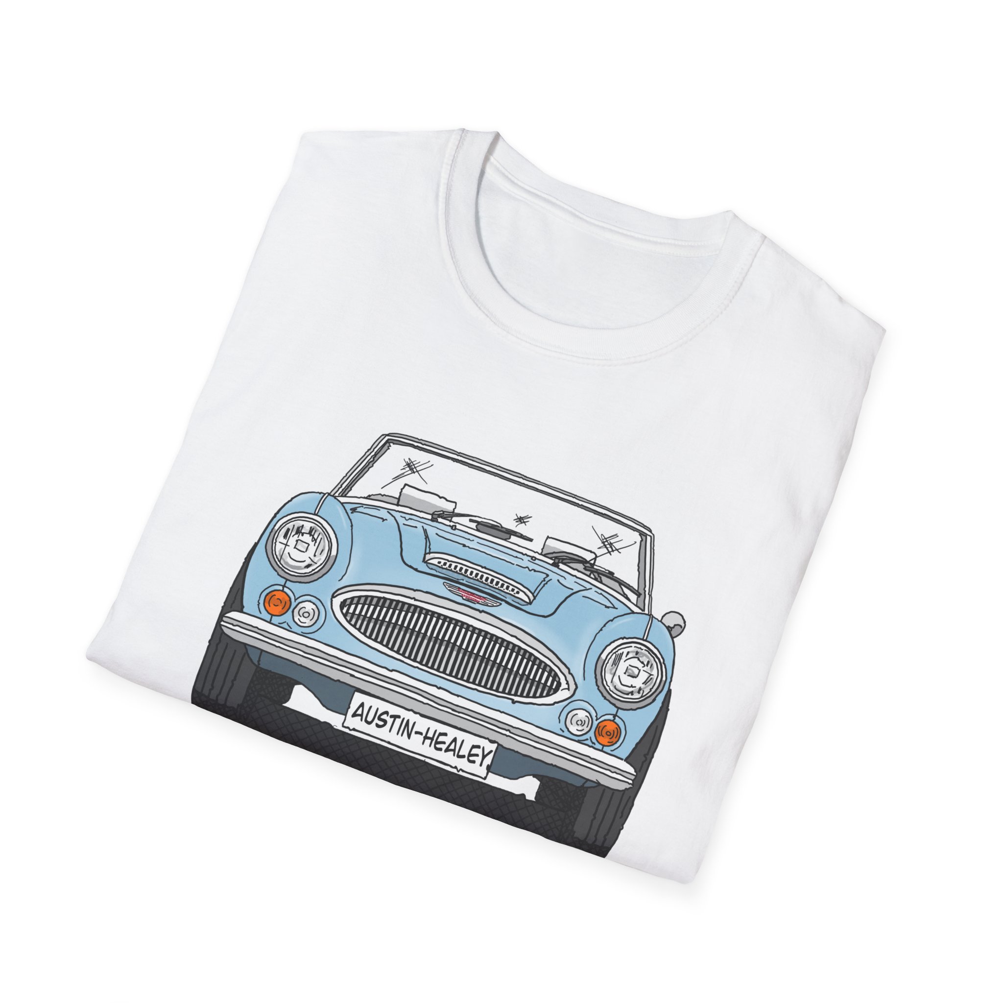 T-Shirt, Austin-Healey 3000, Strichzeichnung, Eisblau, personalisierbar – Bild 4