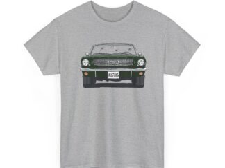 T-Shirt, Ford Mustang Convertible, Strichzeichnung, Grün, mit Kennzeichen personalisierbar