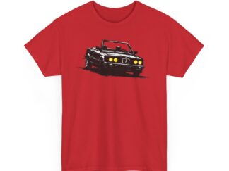 T-Shirt, BMW E30 Cabrio, Kritzel-Kratzel-Auto, großer feiner Druck