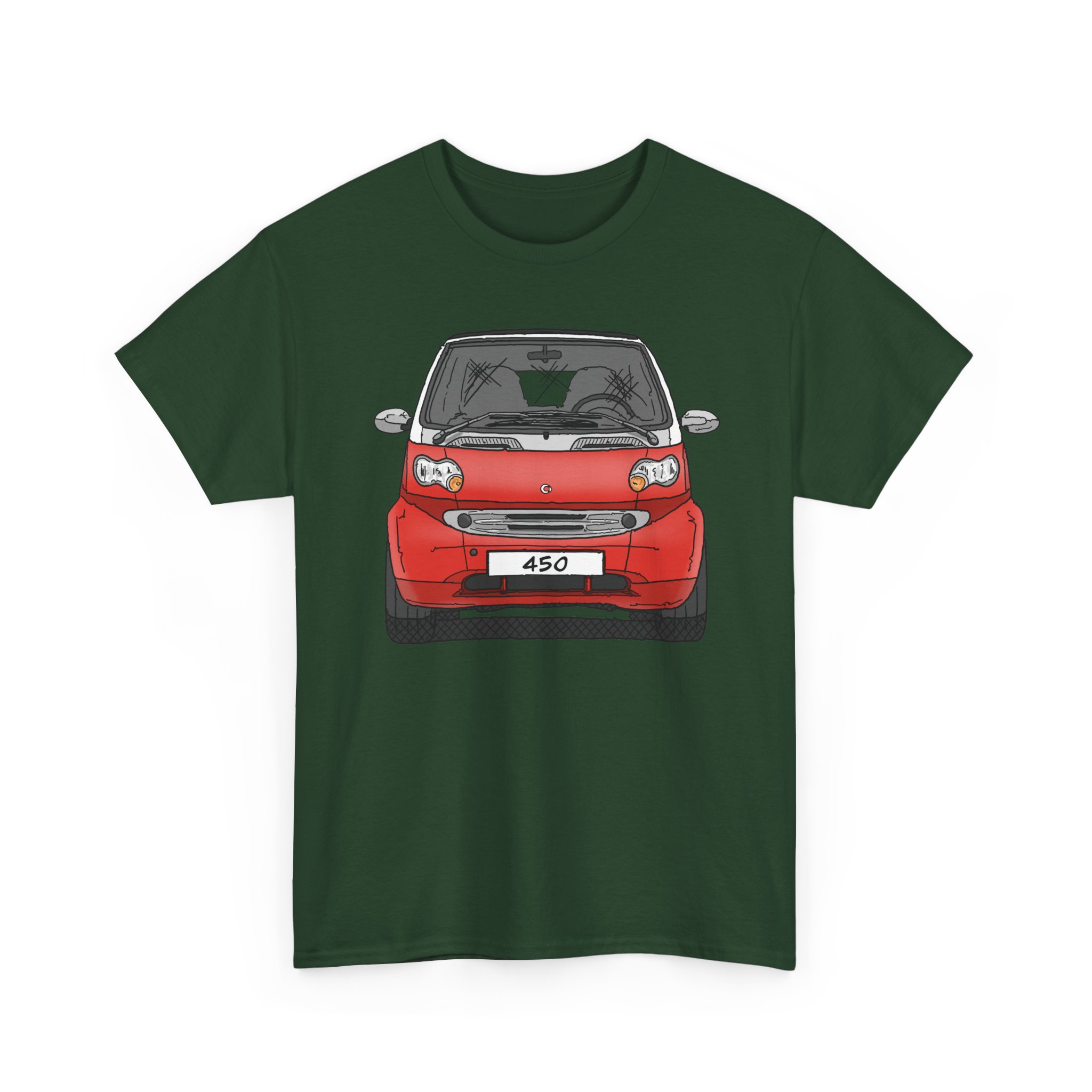 T-Shirt, Smart 450 FL, Strichzeichnung, Rot, eigenes Kennzeichen möglich – Bild 7