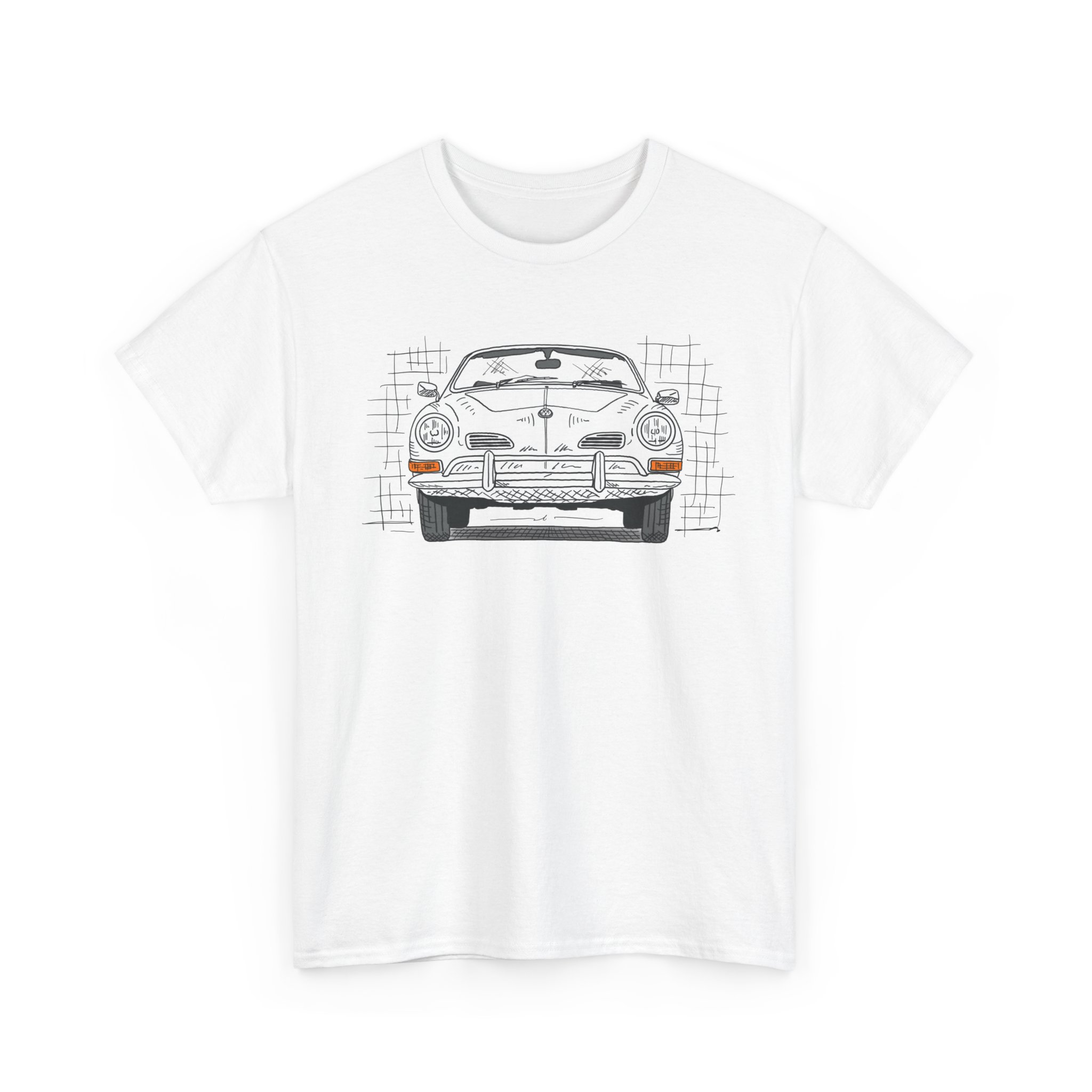 T-Shirt, Karmann Ghia Typ 14, Cabrio, Strichzeichnung, Weiß, personalisierbar – Bild 2