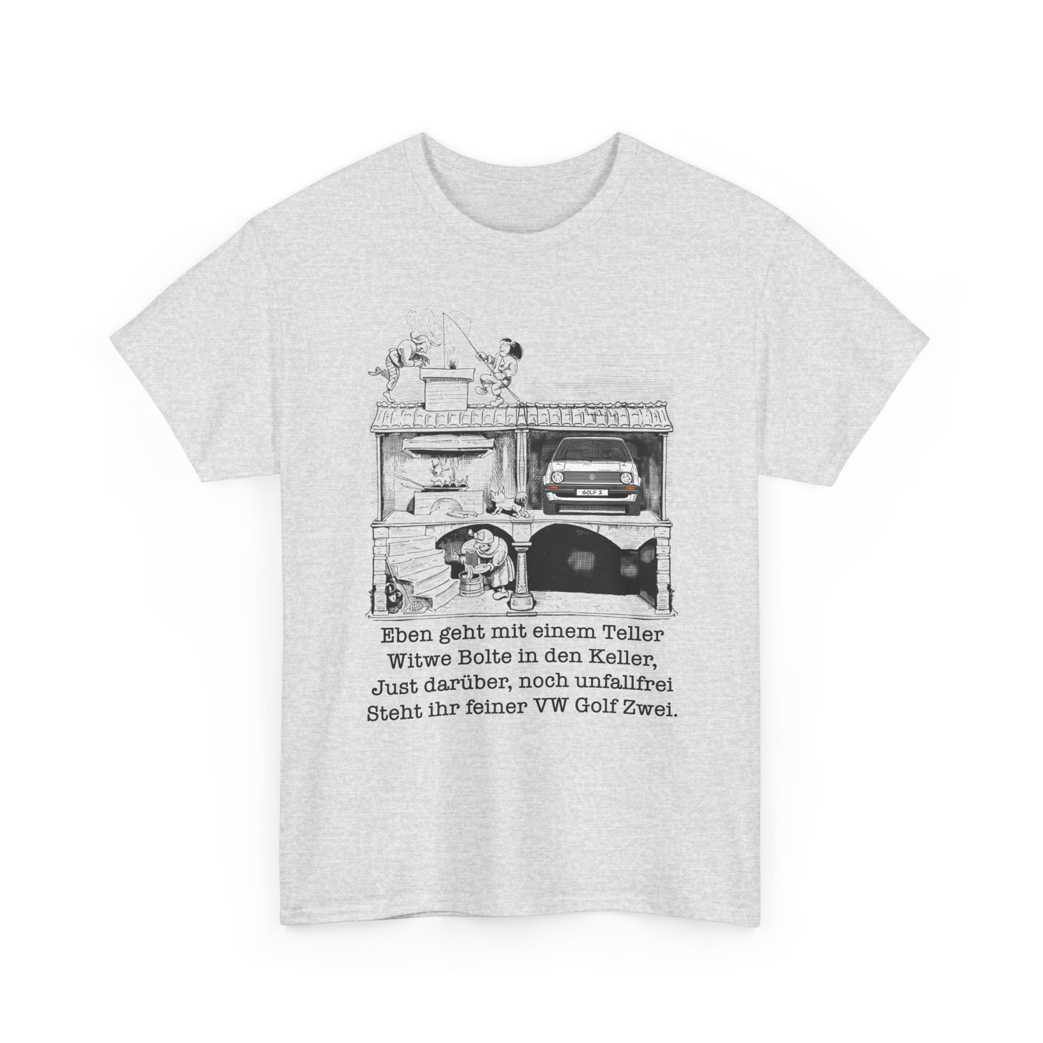 T-Shirt, VW Golf 2, Max und Moritz – Witwe Boltes Golf, eigenes Kennzeichen möglich – Bild 3