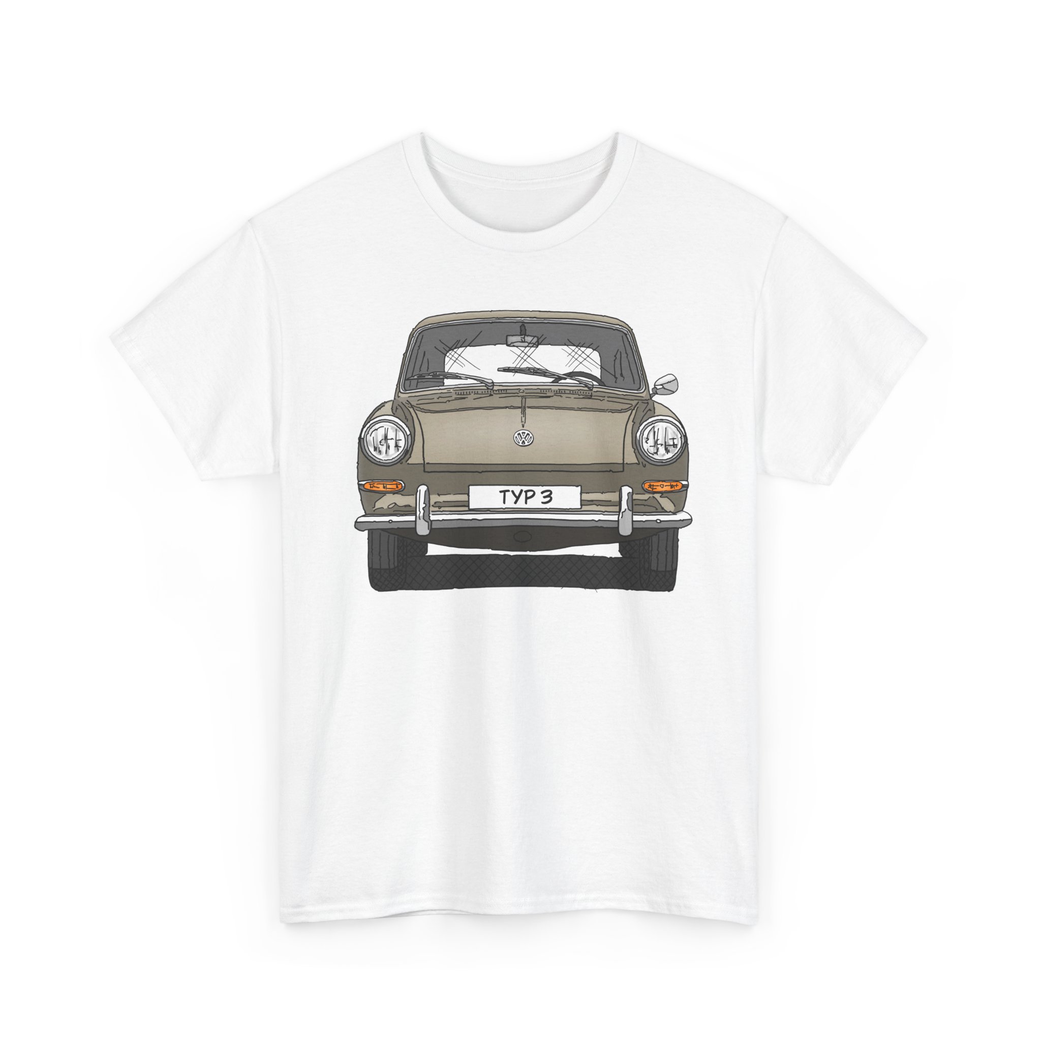 T-Shirt, VW Typ 3, 1500, 1600, Strichzeichnung, Sand, eigenes Kennzeichen möglich – Bild 4