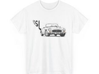 T-Shirt, Mercedes 190 SL, Strichzeichnung, Weiß, personalisierbar
