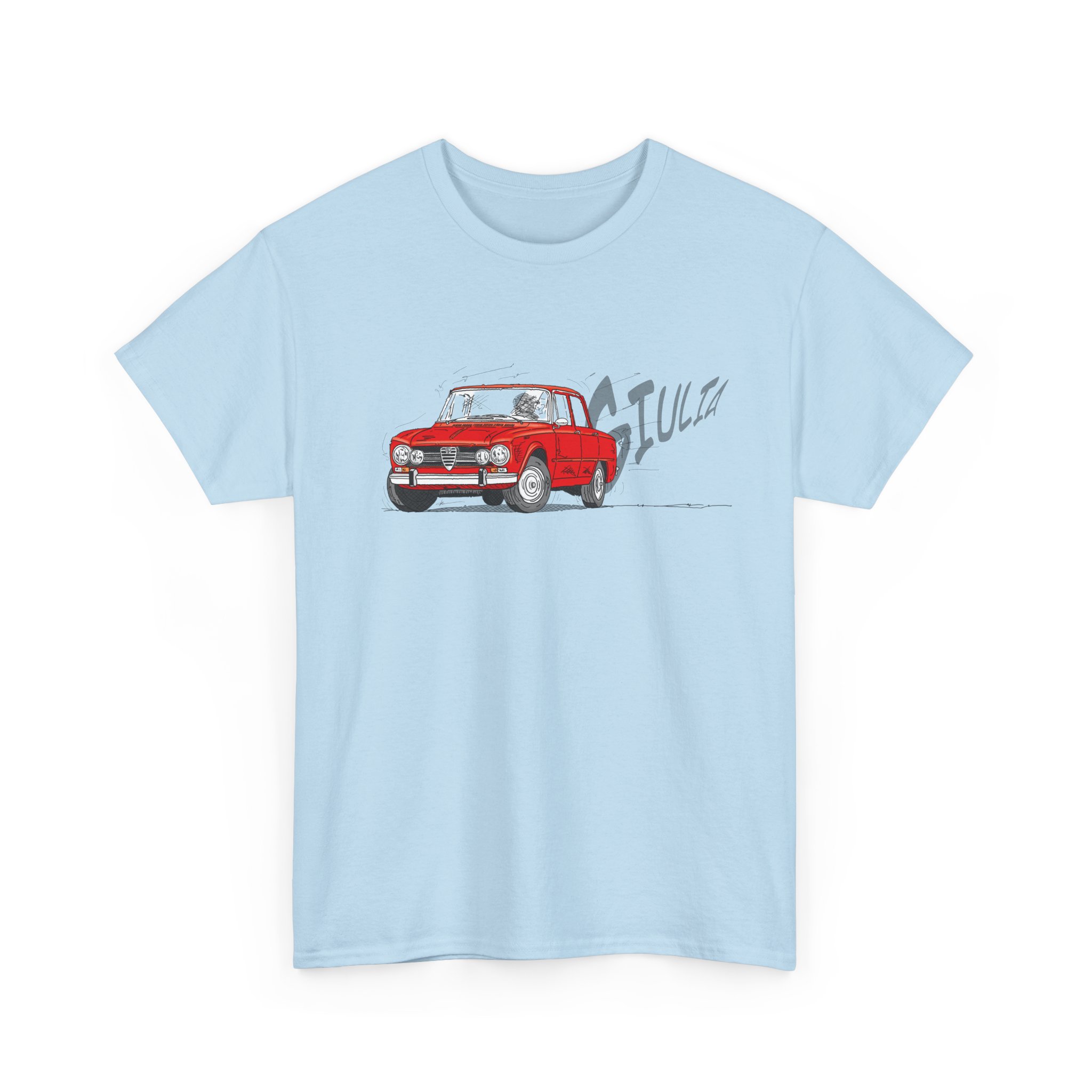 T-Shirt, Alfa Romeo Giulia, Strichzeichnung, Rot, personalisierbar – Bild 6