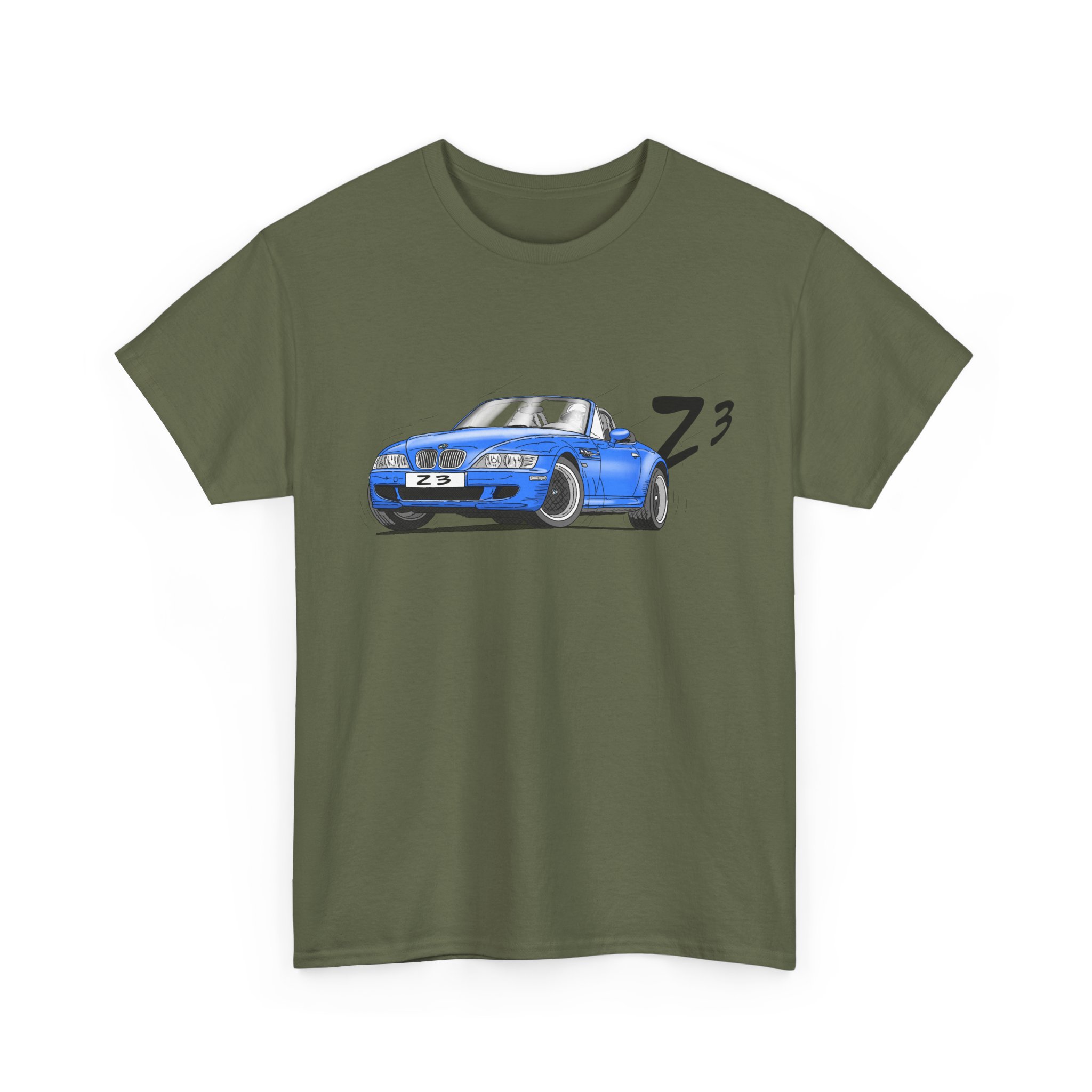 T-Shirt, BMW Z3, Strichzeichnung, Blau, personalisierbar – Bild 4
