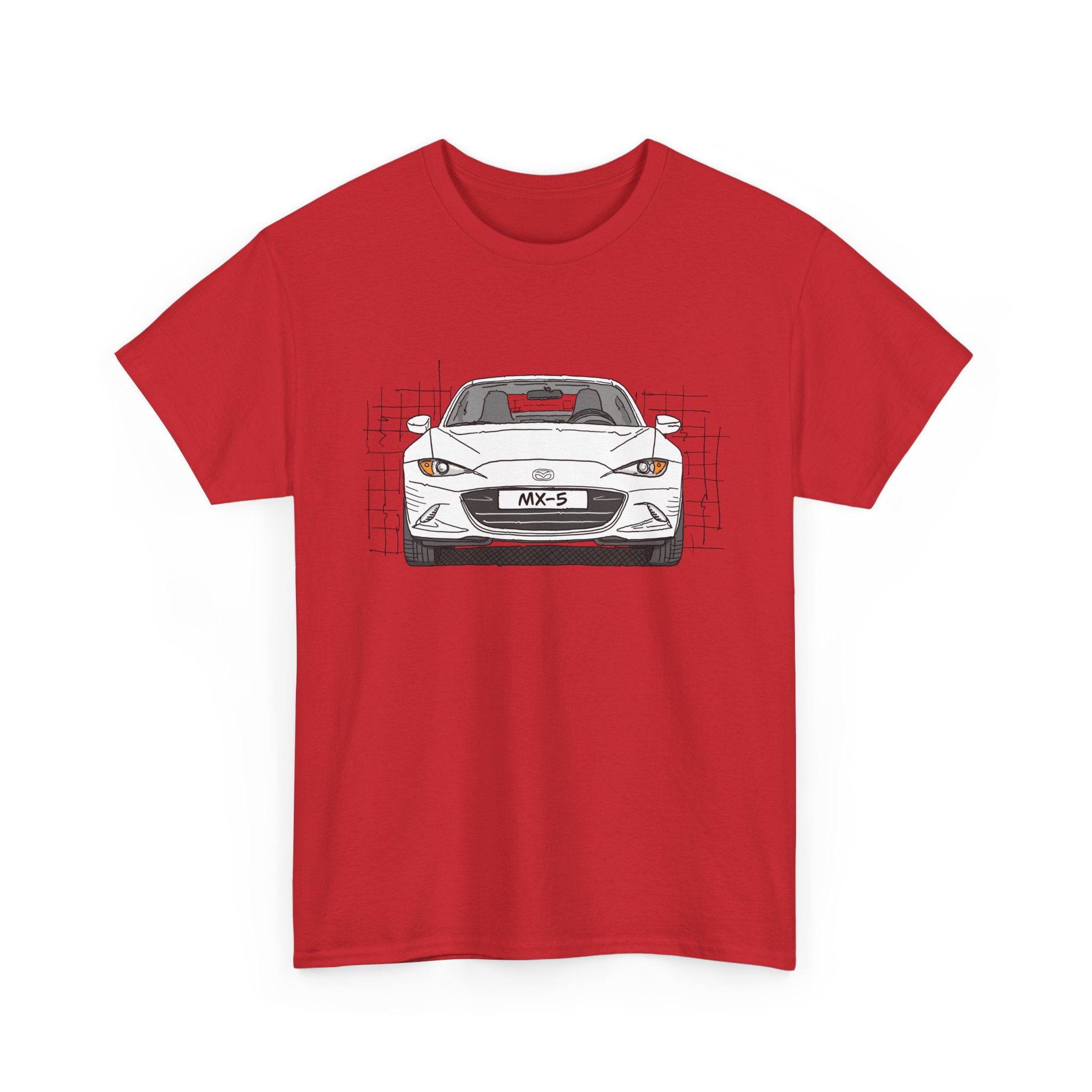 T-Shirt, Mazda MX-5 ND RF, Strichzeichnung, Weiß, beidseitig – Bild 27