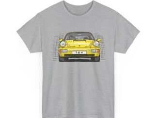 T-Shirt, Porsche 911, 964 Coupé, Strichzeichnung, Gelb, personalisierbar