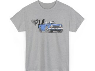 T-Shirt, Triumph TR4A TR5 TR250, Strichzeichnung, Blau, personalisierbar