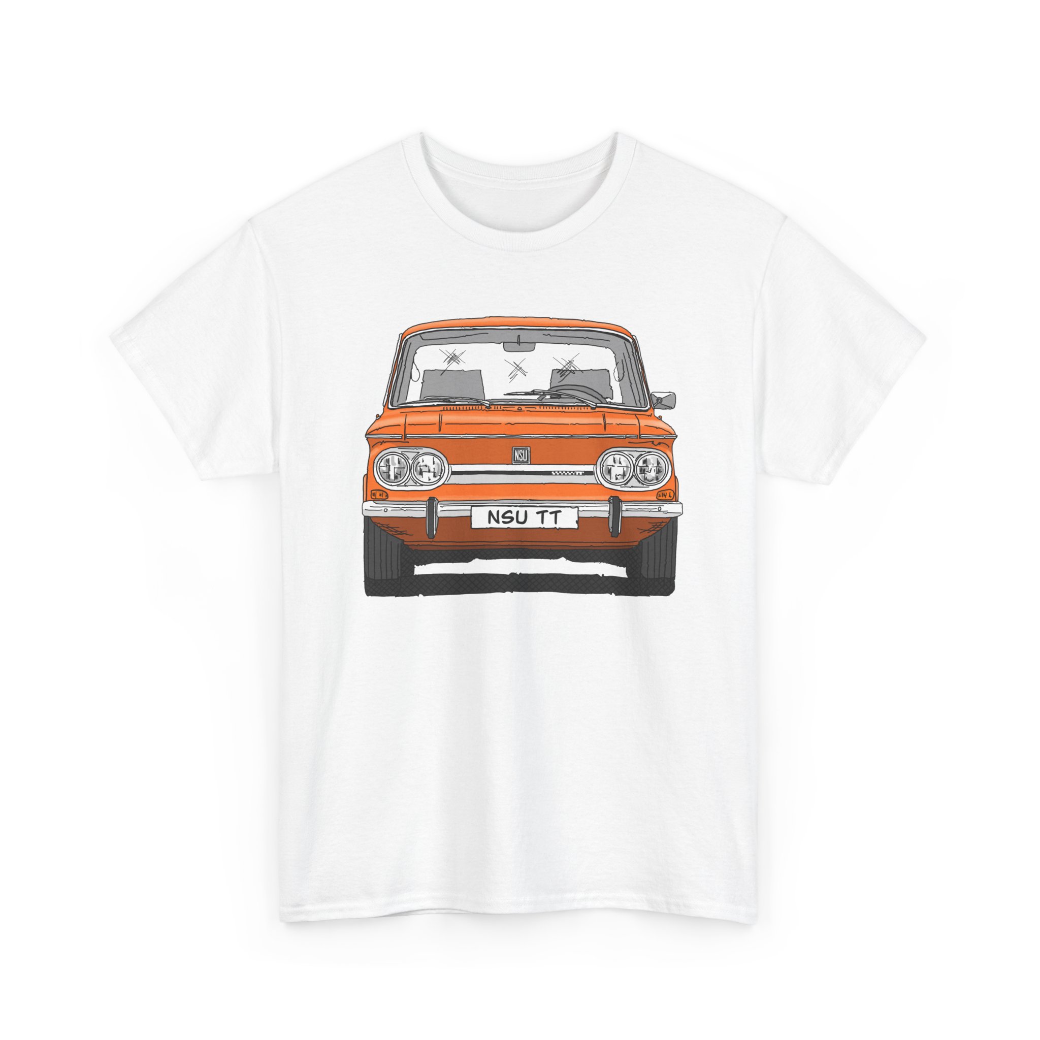 T-Shirt, NSU TT, Strichzeichnung, Orange, mit Kennzeichen personalisierbar – Bild 8