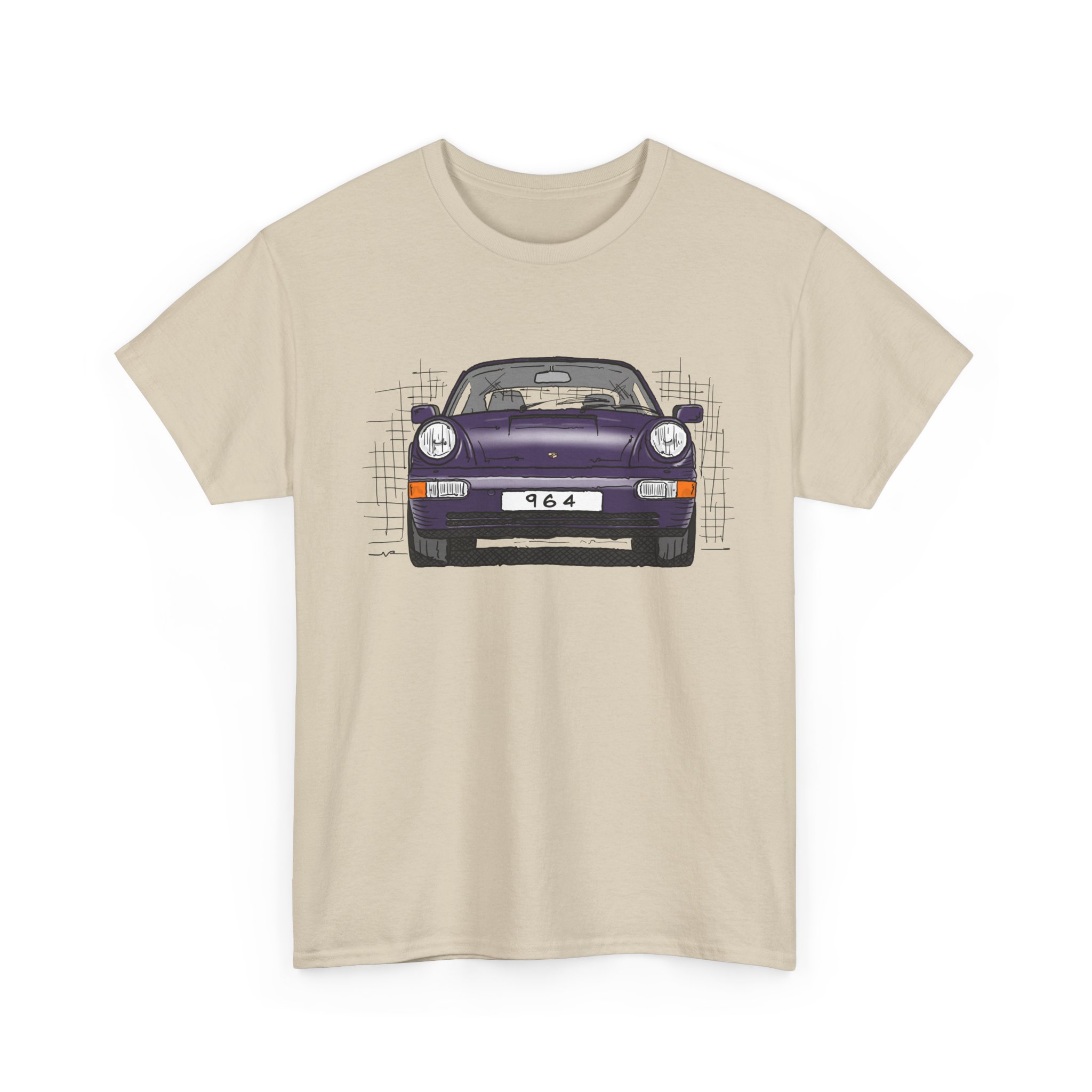 T-Shirt, Porsche 911, 964 Coupé, Strichzeichnung, Viola (30 Jahre Jubi), personalisierbar – Bild 15