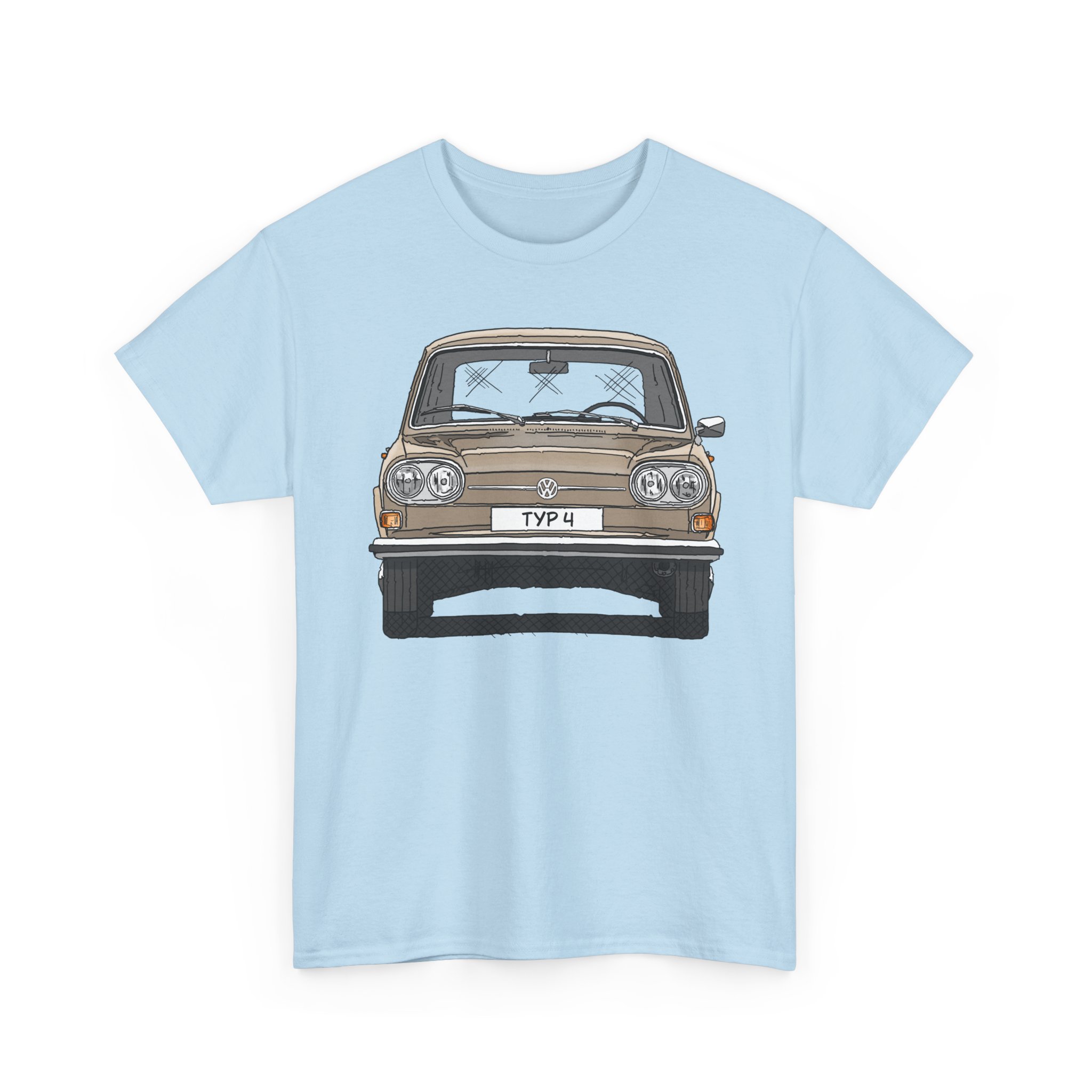 T-Shirt, VW Typ 4, 411, Strichzeichnung, Kansasbeige, eigenes Kennzeichen möglich – Bild 7