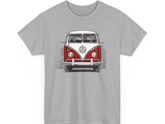 T-Shirt, VW Bus T1, Bulli, Strichzeichnung, Rot, personalisierbar