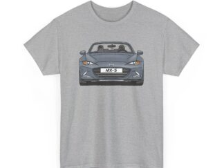 T-Shirt, Mazda MX-5 ND, Strichzeichnung, Silbergrau, Wunsch-Kennzeichen möglich