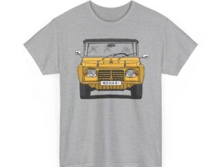 T-Shirt, Citroën Mehari, Strichzeichnung, Gelb, eigenes Kennzeichen möglich
