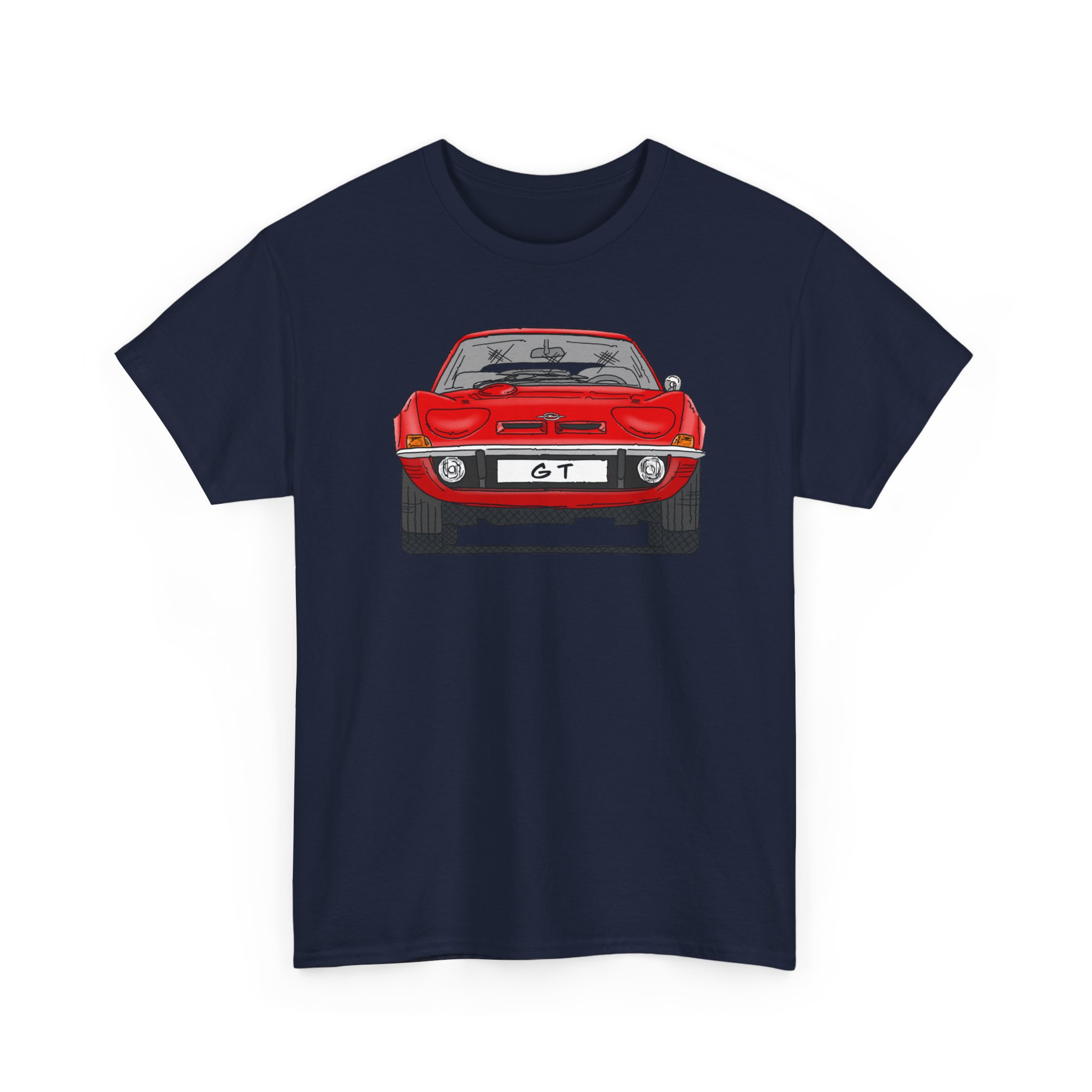 T-Shirt, Opel GT, Strichzeichnung, Rot, mit Kennzeichen personalisierbar – Bild 31