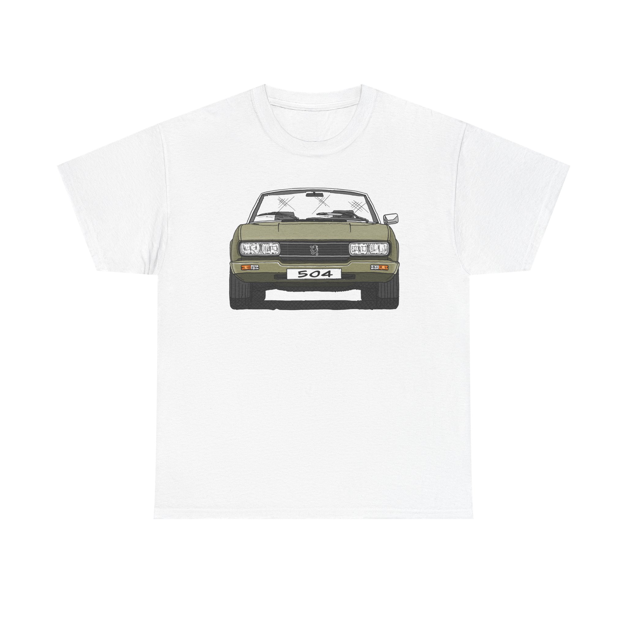T-Shirt, Peugeot 504 Cabrio, Strichzeichnung, Grün, eigenes Kennzeichen möglich – Bild 10