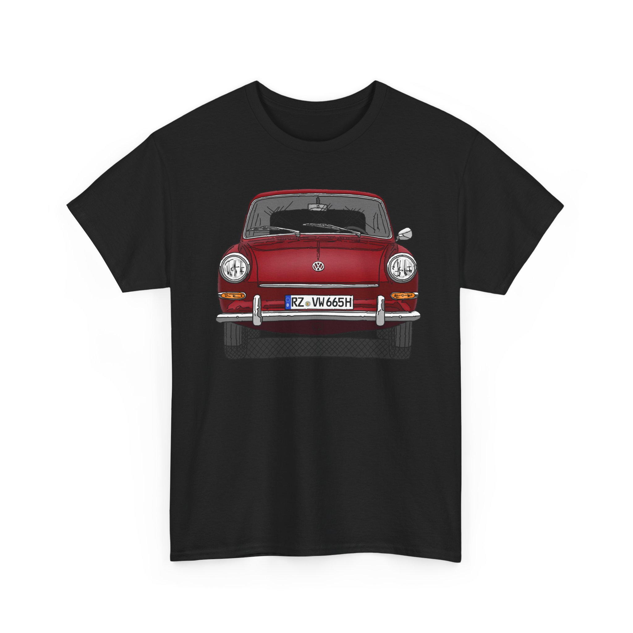 T-Shirt, VW Typ 3, 1500, 1600, Strichzeichnung, Rot, RZ VW 665H – Bild 5