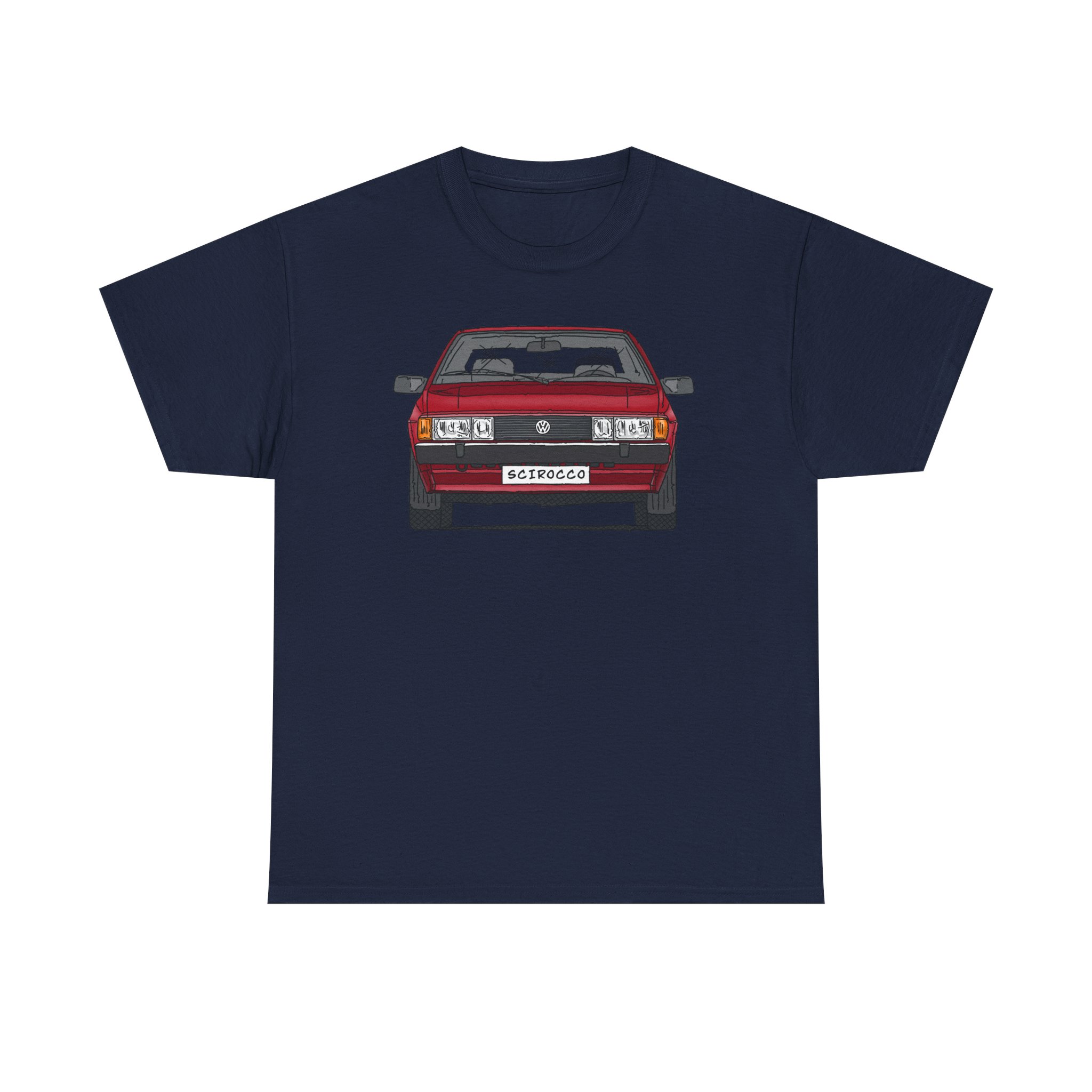 T-Shirt, VW SCIROCCO II, Strichzeichnung, Rot, Wunschkennzeichen möglich – Bild 37