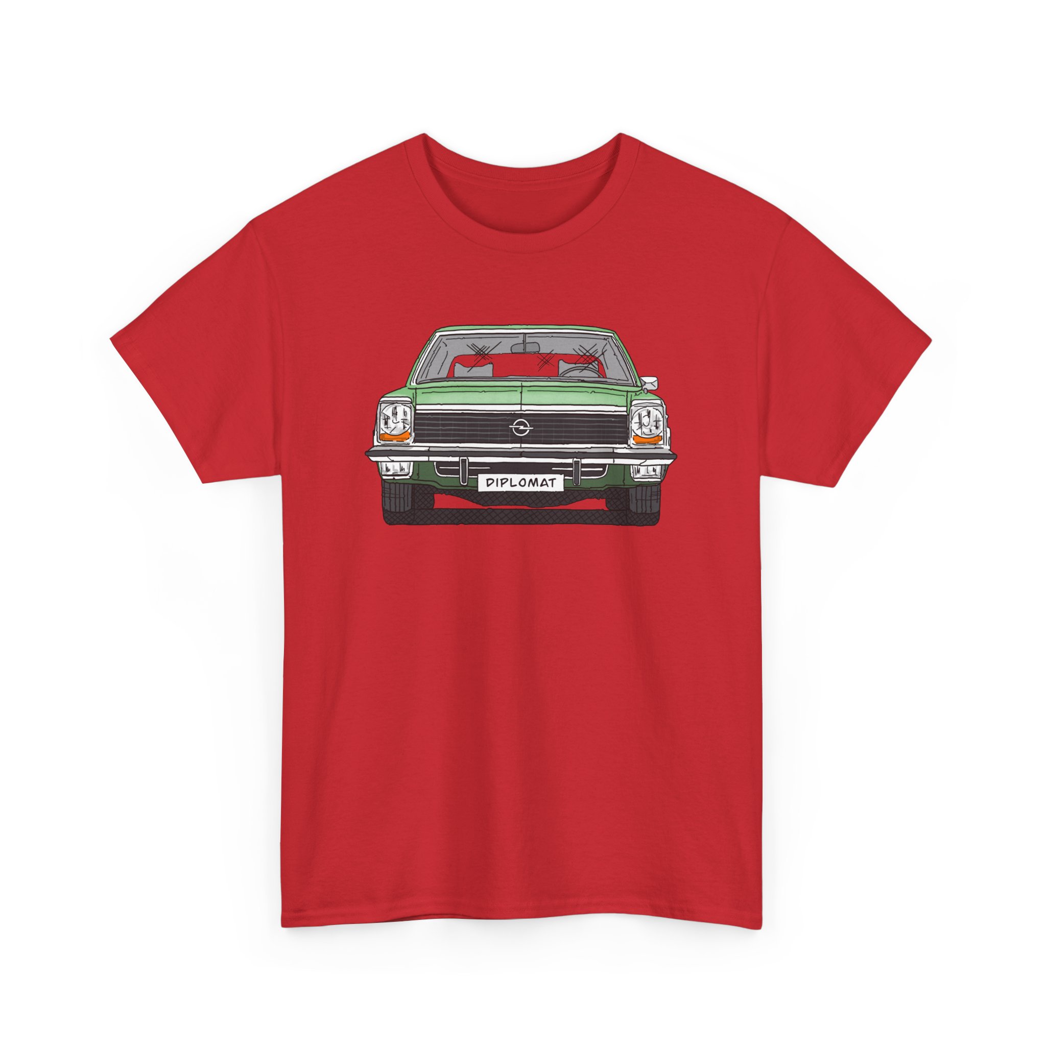 T-Shirt, Opel Diplomat B, Strichzeichnung, Grün, mit Kennzeichen personalisierbar – Bild 35