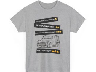T-Shirt, Morris Minor Traveller, Schwarz, Deutscher Text, Spaßmacher