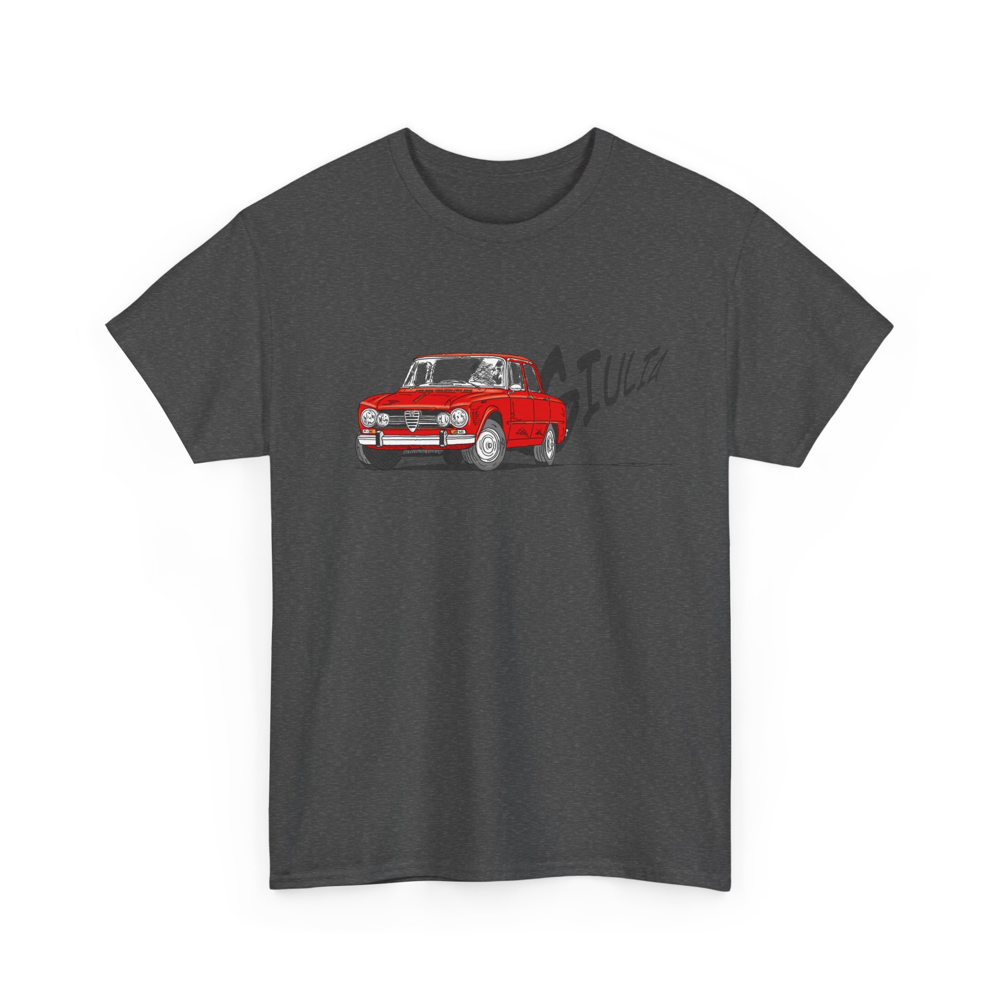 T-Shirt, Alfa Romeo Giulia, Strichzeichnung, Rot, personalisierbar – Bild 5