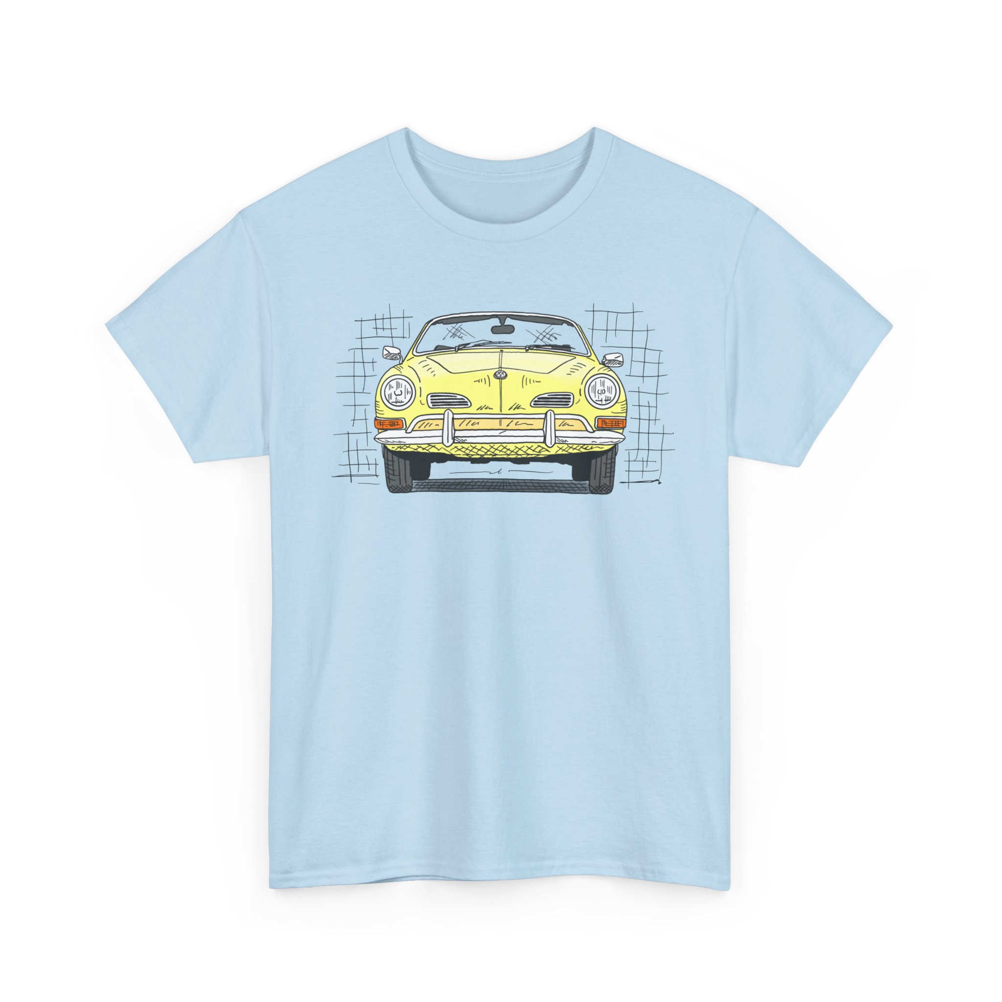 T-Shirt, Karmann Ghia Typ 14, Cabrio, Strichzeichnung, Gelb, personalisierbar – Bild 7