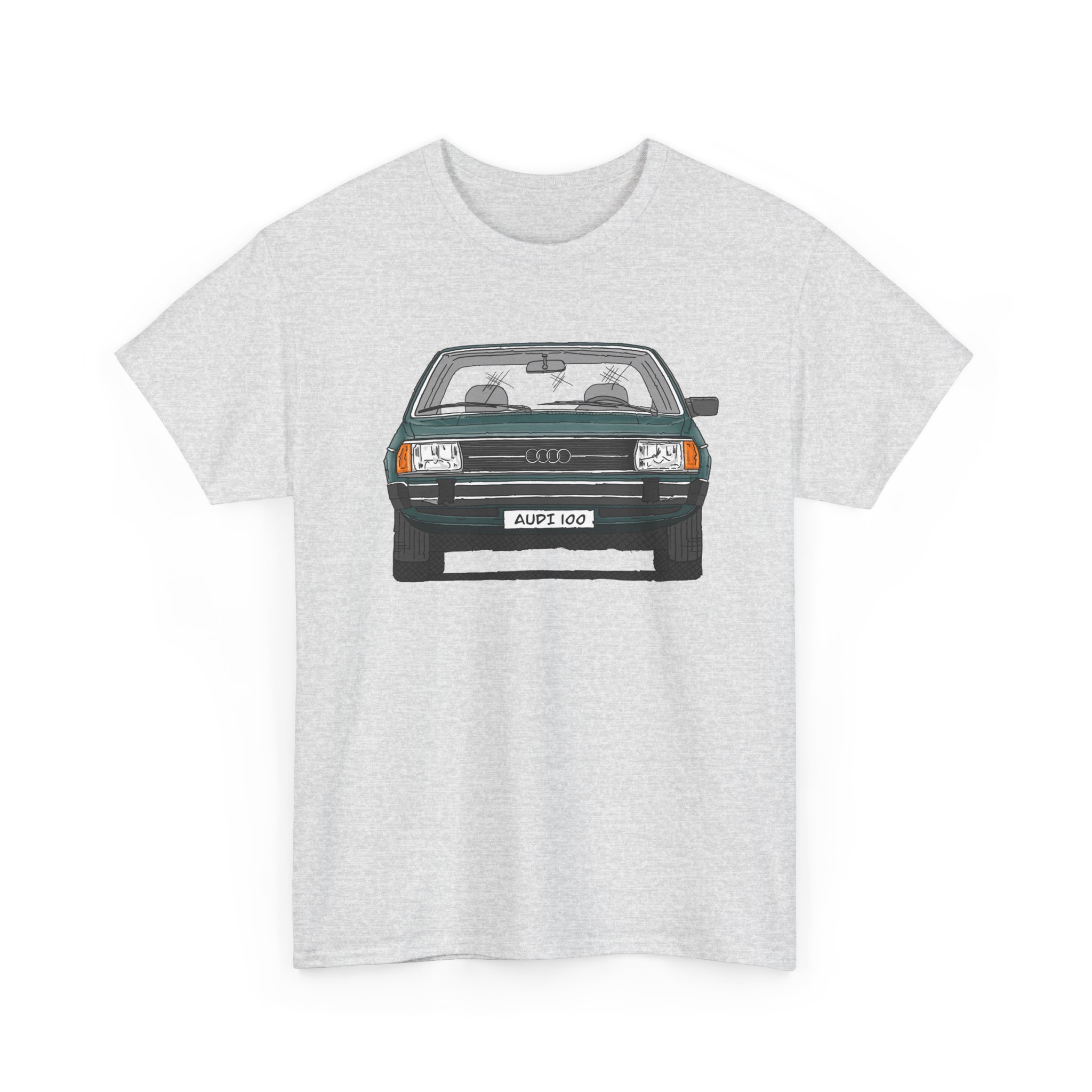 T-Shirt, Audi 100 C2, Strichzeichnung, Dunkelgrün, mit Kennzeichen personalisierbar – Bild 7