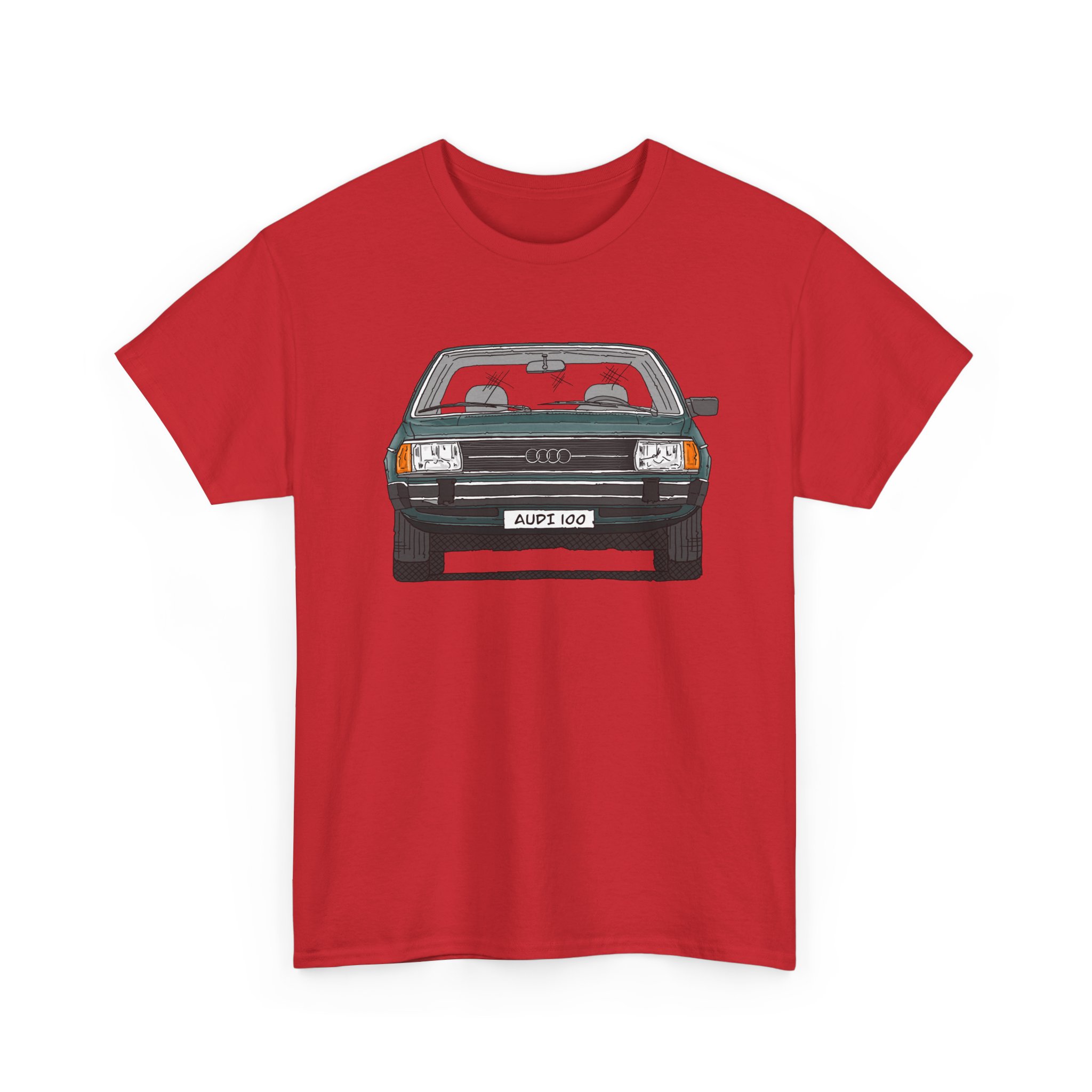 T-Shirt, Audi 100 C2, Strichzeichnung, Dunkelgrün, mit Kennzeichen personalisierbar – Bild 67