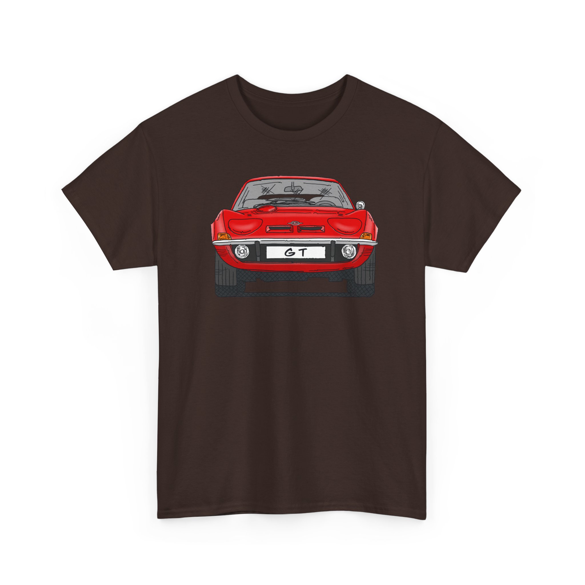 T-Shirt, Opel GT, Strichzeichnung, Rot, mit Kennzeichen personalisierbar – Bild 7