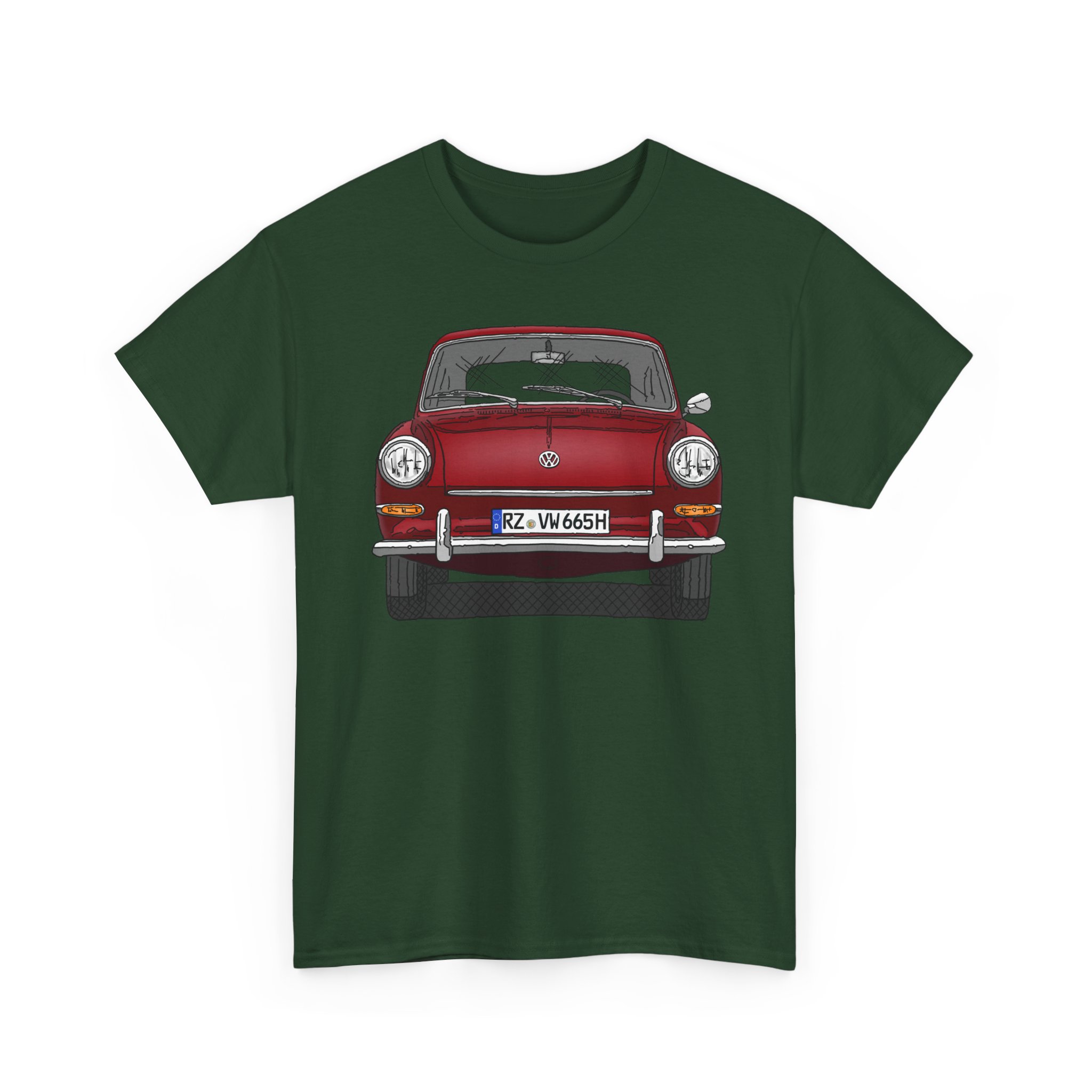 T-Shirt, VW Typ 3, 1500, 1600, Strichzeichnung, Rot, RZ VW 665H – Bild 6