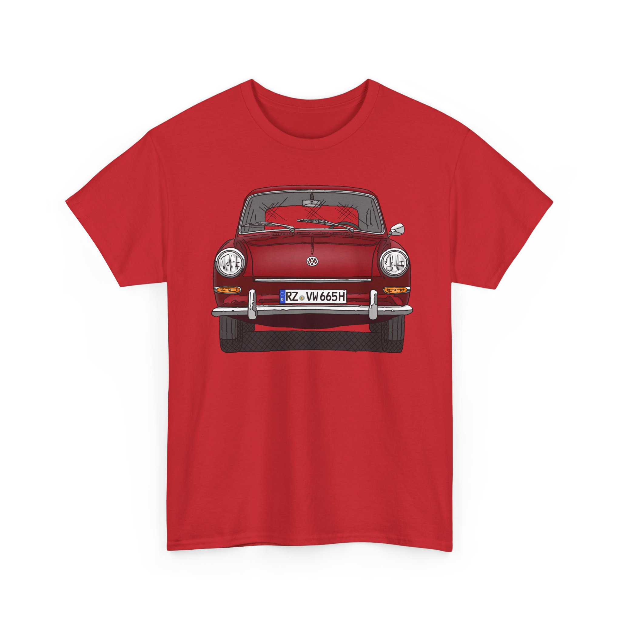 T-Shirt, VW Typ 3, 1500, 1600, Strichzeichnung, Rot, RZ VW 665H – Bild 10