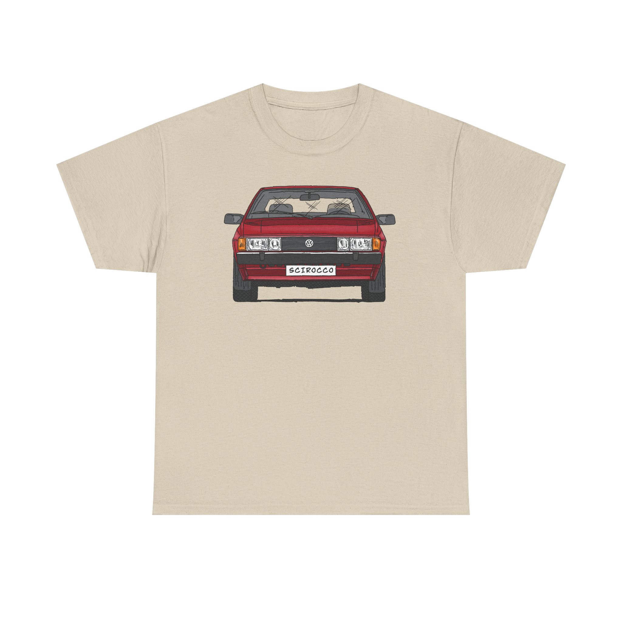 T-Shirt, VW SCIROCCO II, Strichzeichnung, Rot, Wunschkennzeichen möglich – Bild 17