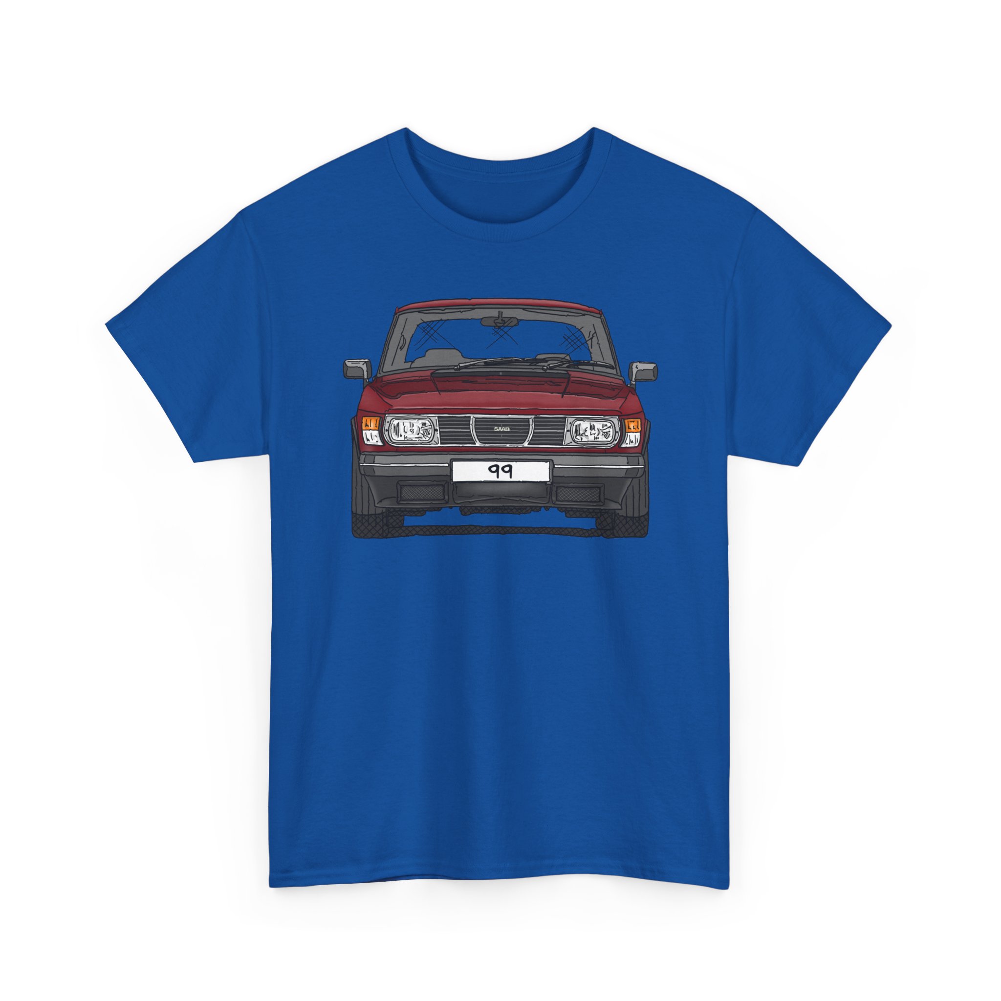 T-Shirt, Saab 99, Strichzeichnung, Rot, eigenes Kennzeichen möglich – Bild 8