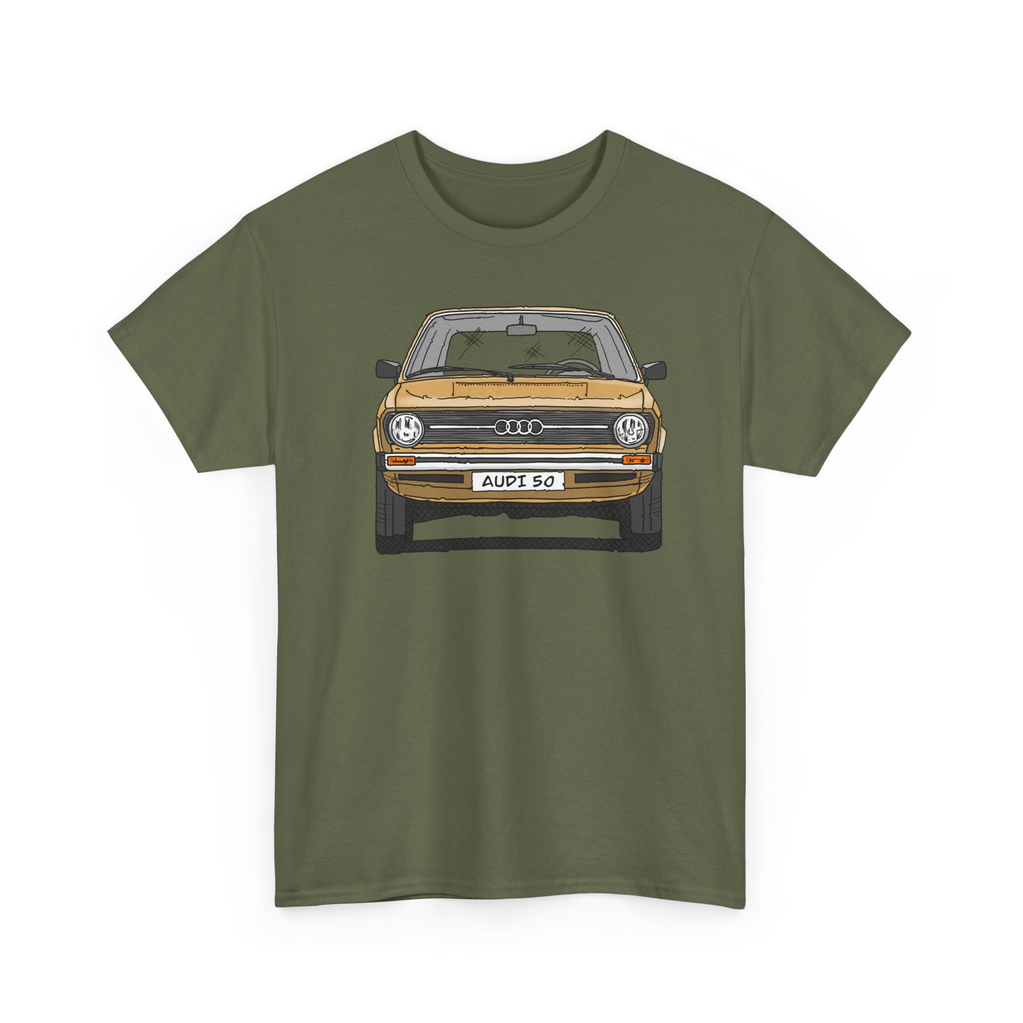 T-Shirt, Audi 50, Strichzeichnung, Hellas, 2 Außenspiegel, mit Kennzeichen personalisierbar – Bild 35