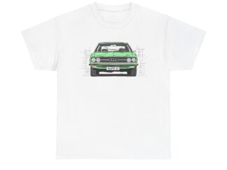 T-Shirt, Audi 100 C1, Strichzeichnung, Grün, personalisierbar