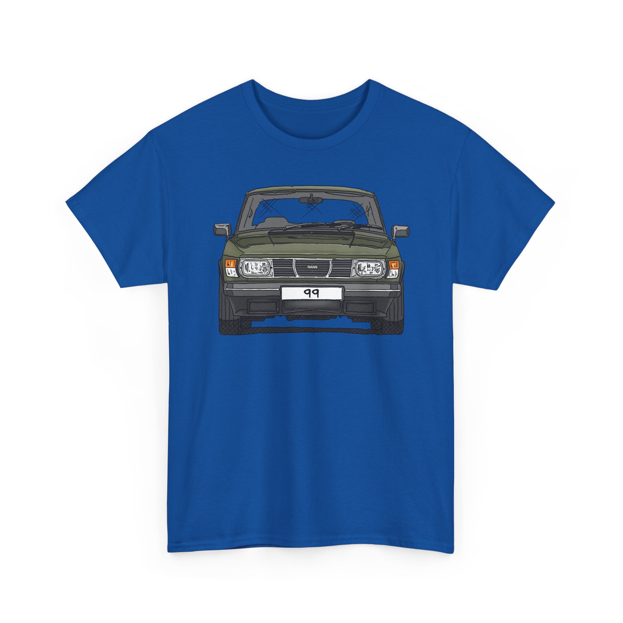 T-Shirt, Saab 99, Strichzeichnung, Grün, eigenes Kennzeichen möglich – Bild 8