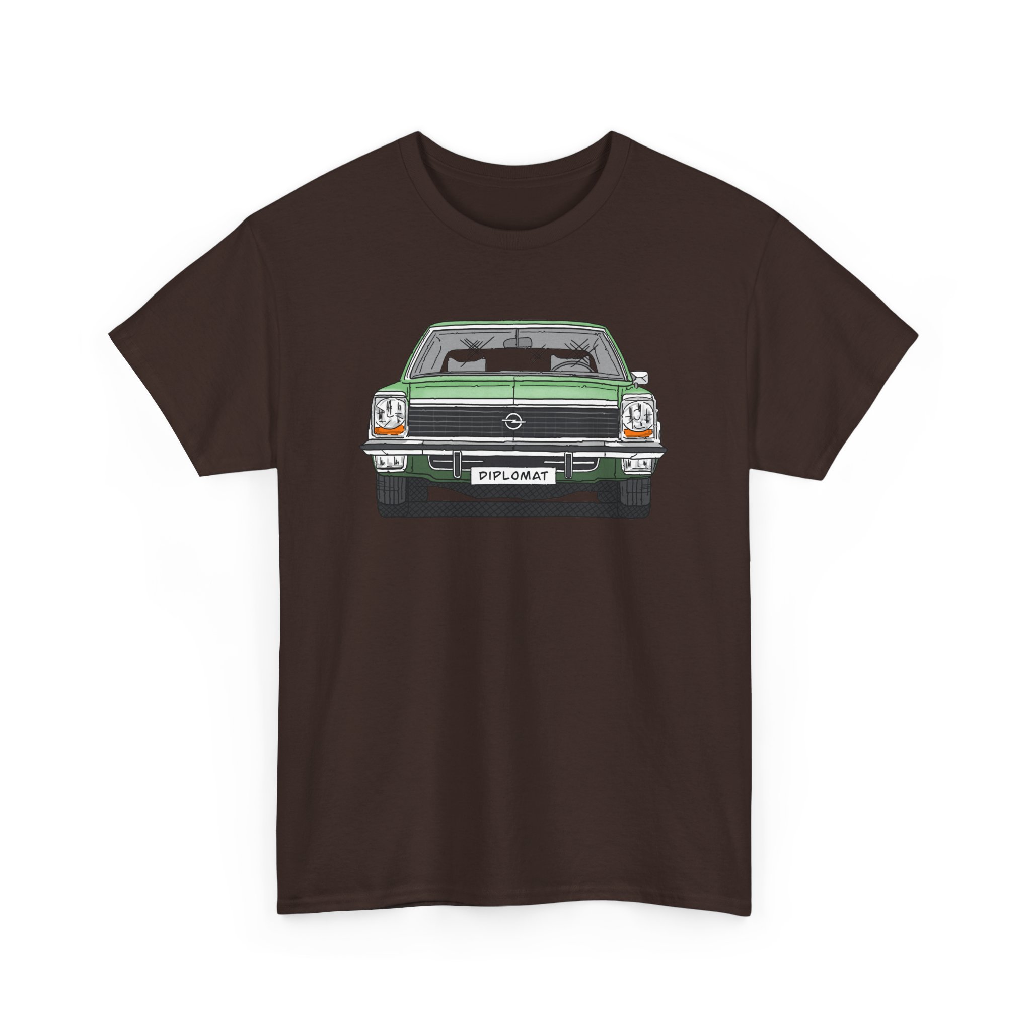 T-Shirt, Opel Diplomat B, Strichzeichnung, Grün, mit Kennzeichen personalisierbar – Bild 7