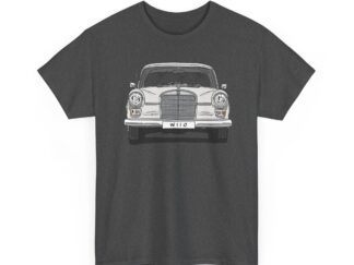 T-Shirt, Mercedes W110, Heckflosse, Strichzeichnung, Lichtgrau, Wunschkennzeichen möglich