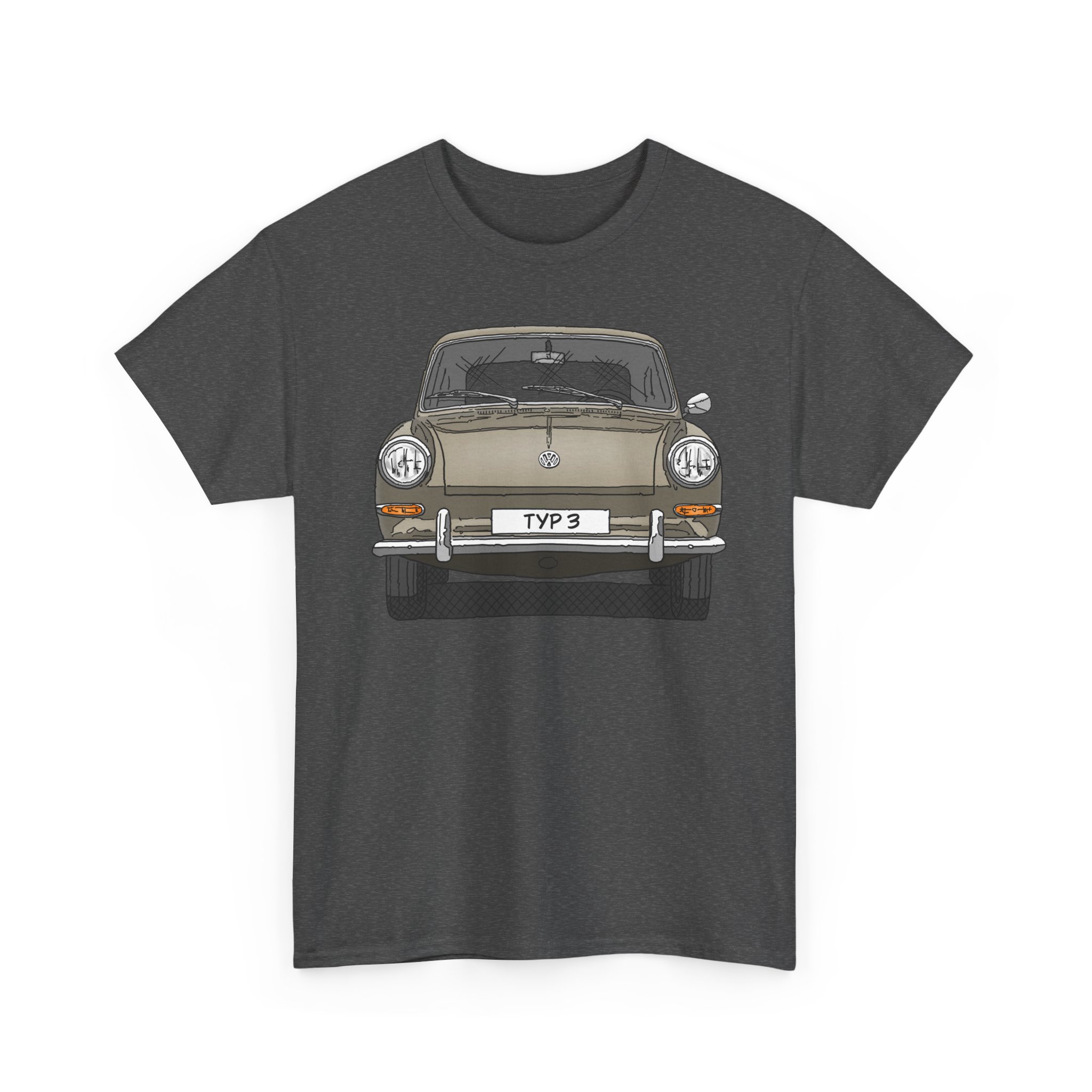 T-Shirt, VW Typ 3, 1500, 1600, Strichzeichnung, Sand, eigenes Kennzeichen möglich – Bild 3