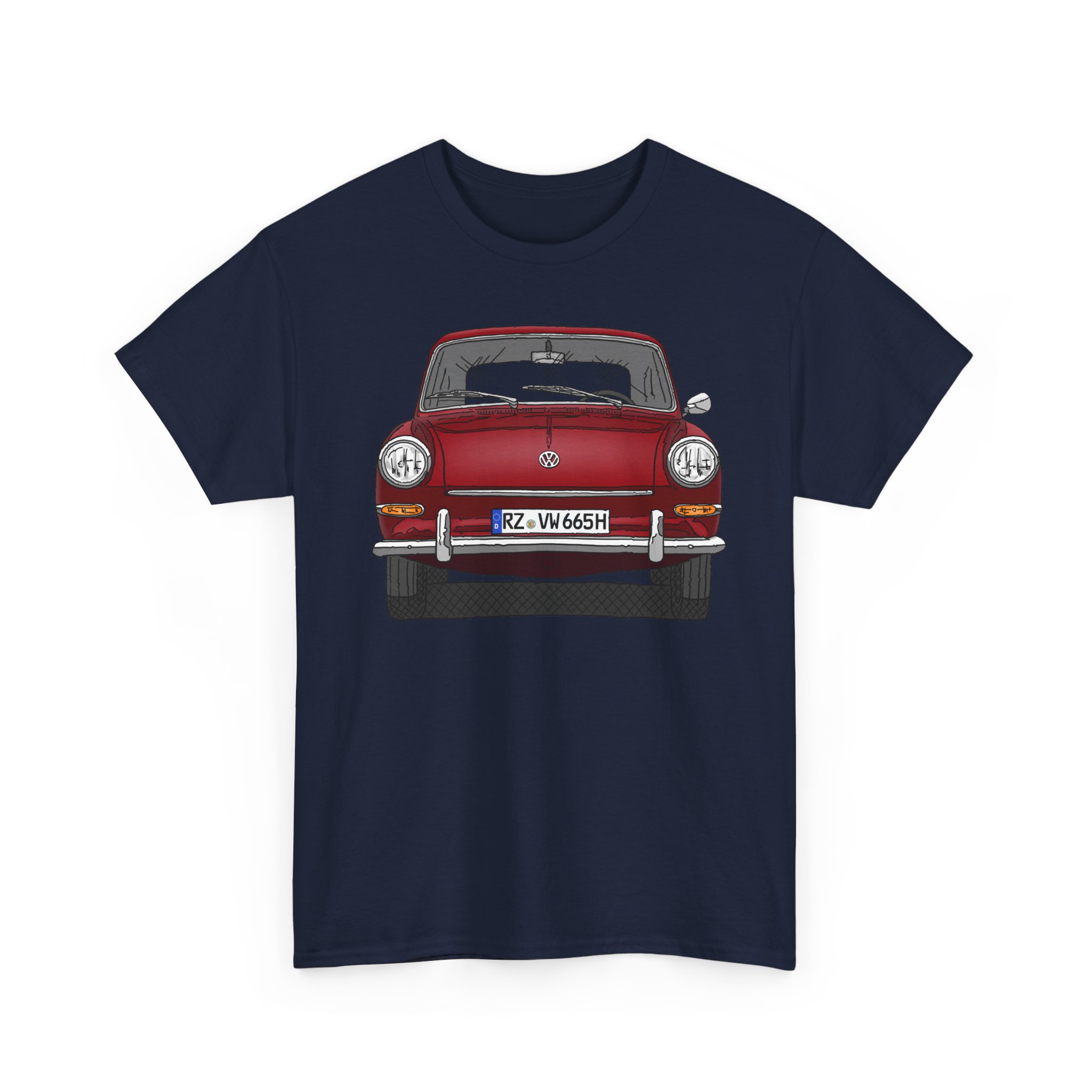 T-Shirt, VW Typ 3, 1500, 1600, Strichzeichnung, Rot, RZ VW 665H – Bild 9