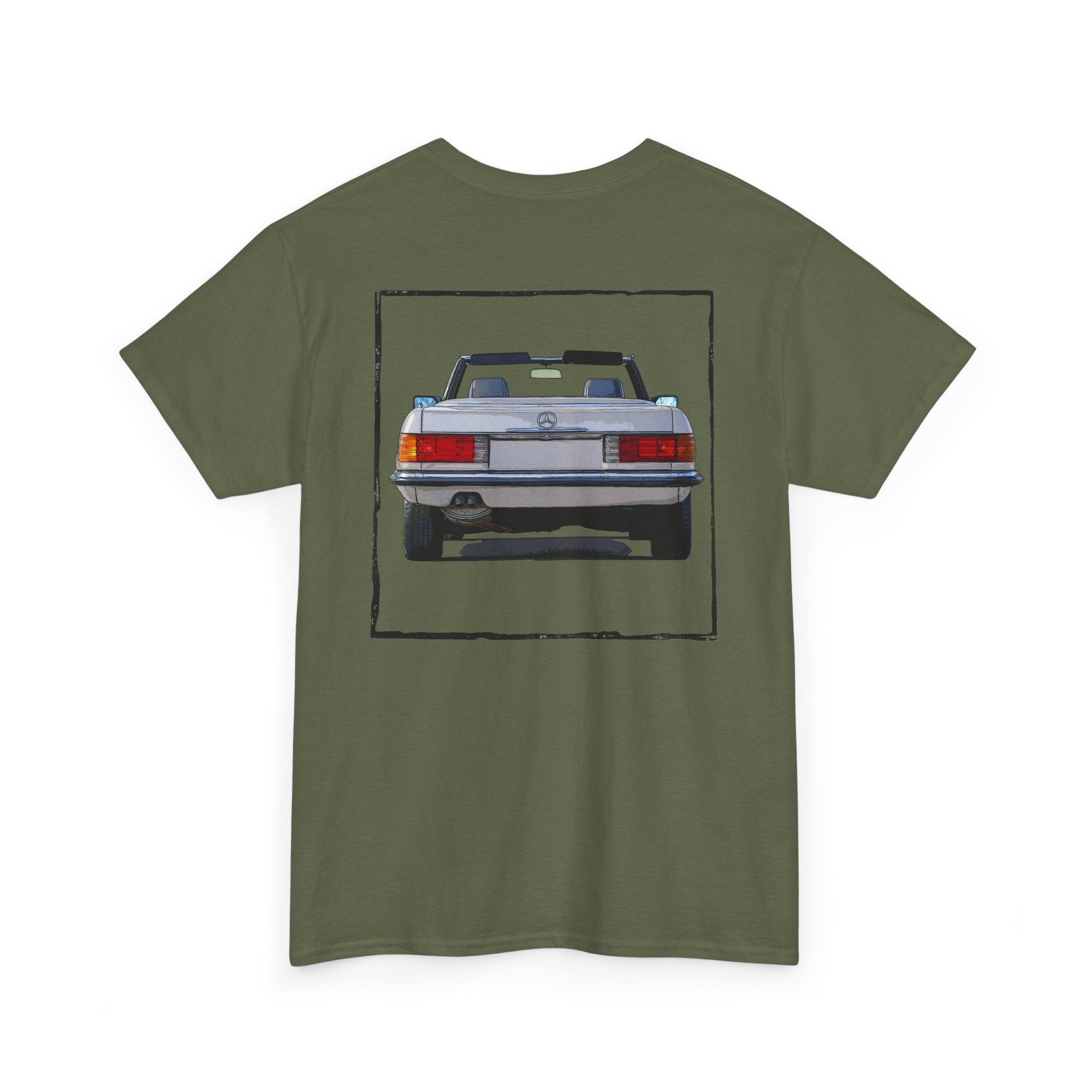 T-Shirt, Mercedes SL R107, Silber - Vorder- und Rückseite bedruckt – Bild 10