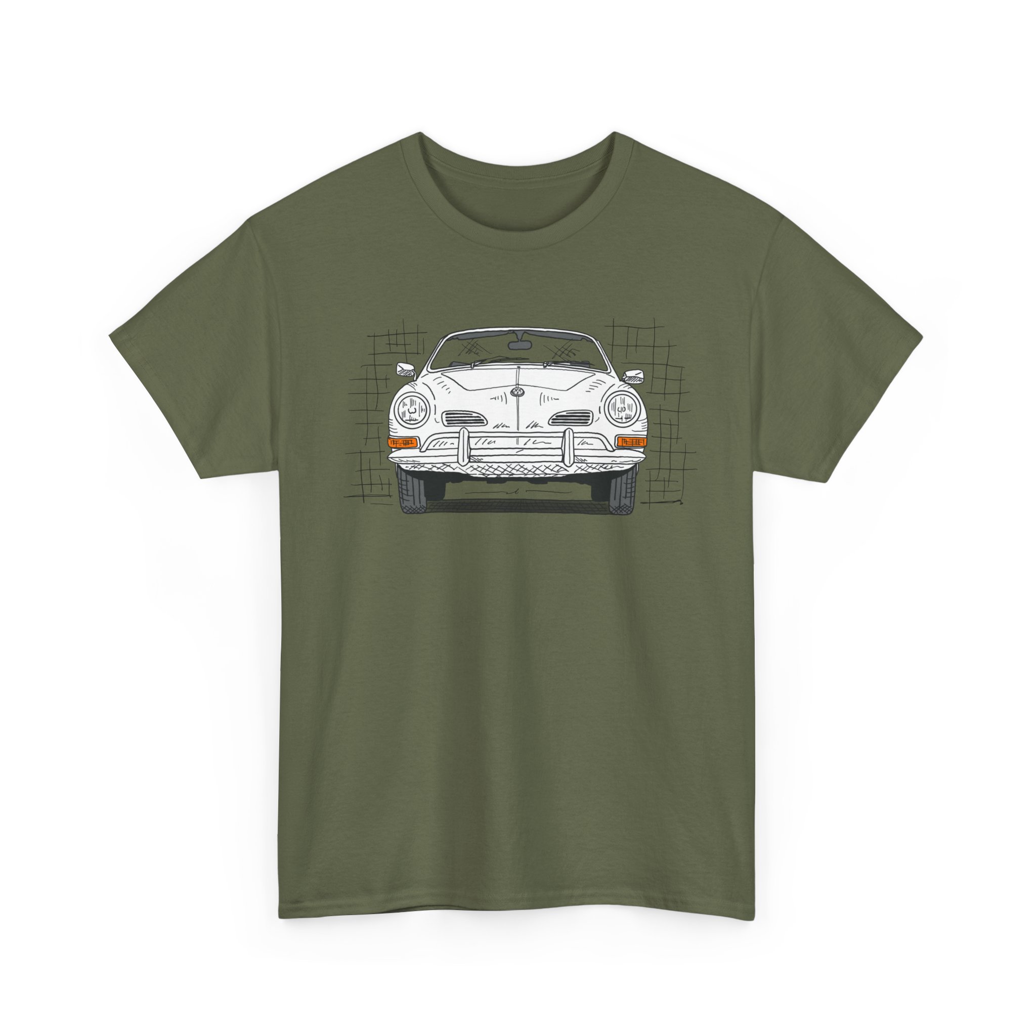 T-Shirt, Karmann Ghia Typ 14, Cabrio, Strichzeichnung, Weiß, personalisierbar – Bild 4