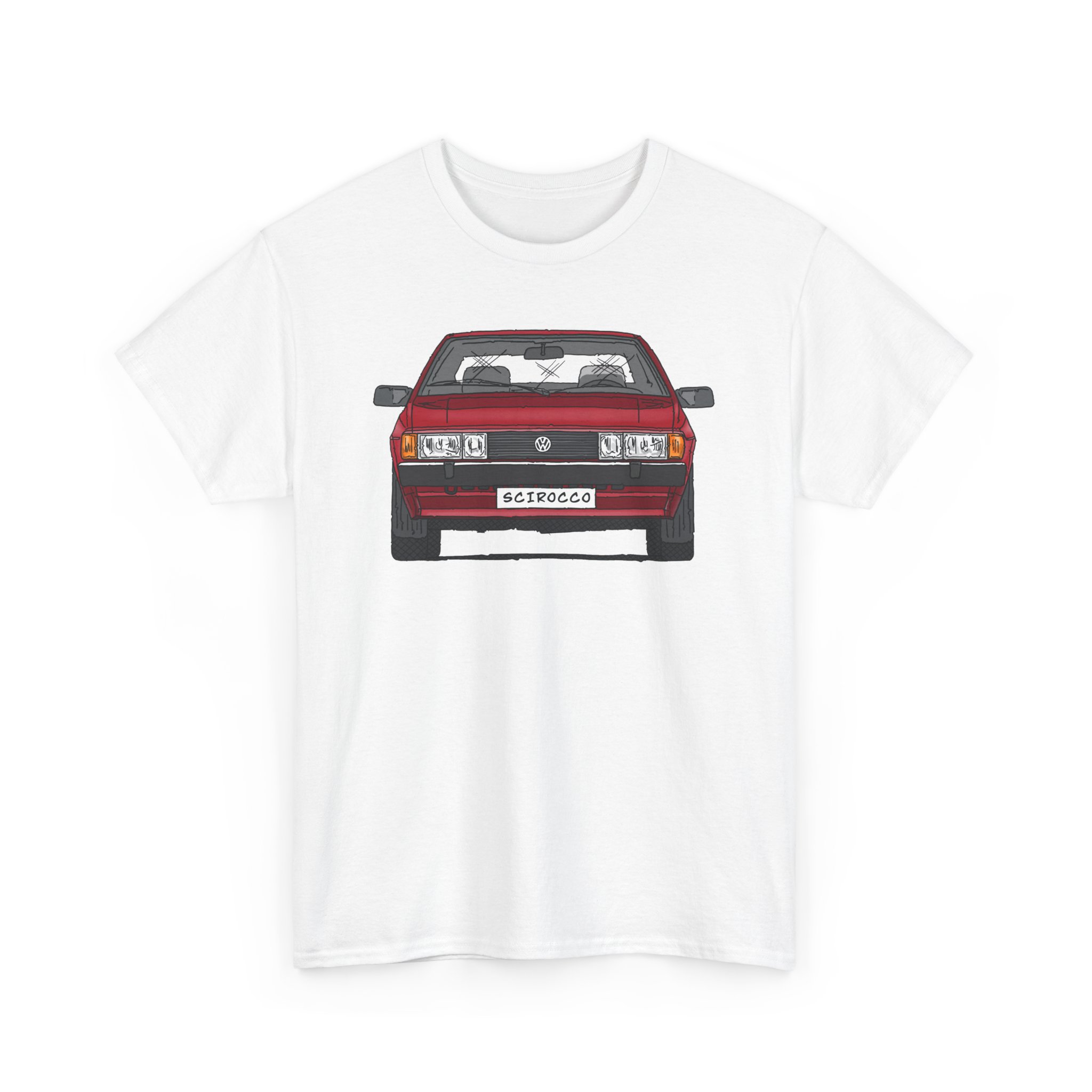 T-Shirt, VW SCIROCCO II, Strichzeichnung, Rot, Wunschkennzeichen möglich – Bild 11