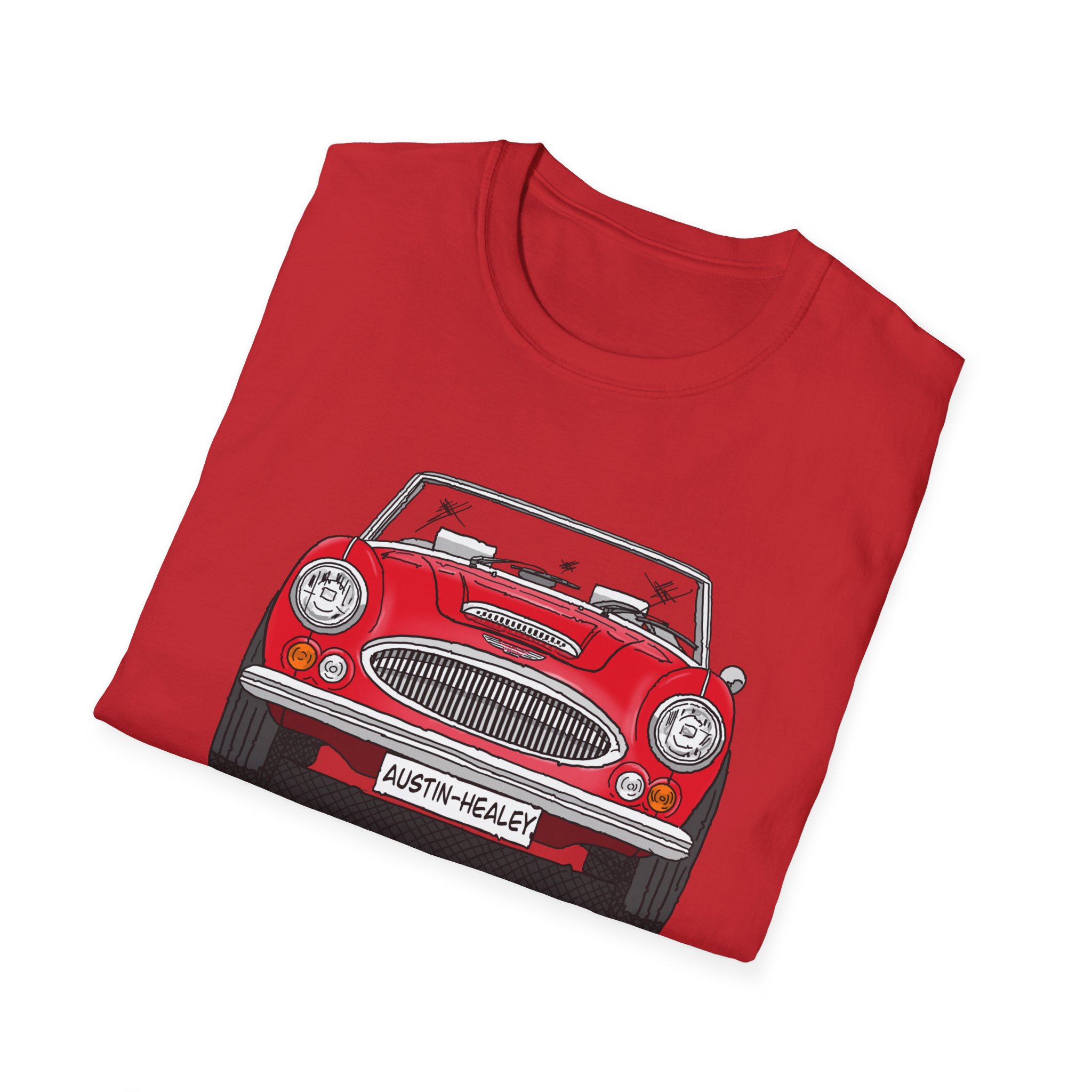 T-Shirt, Austin-Healey 3000, Strichzeichnung, Rot, personalisierbar – Bild 36