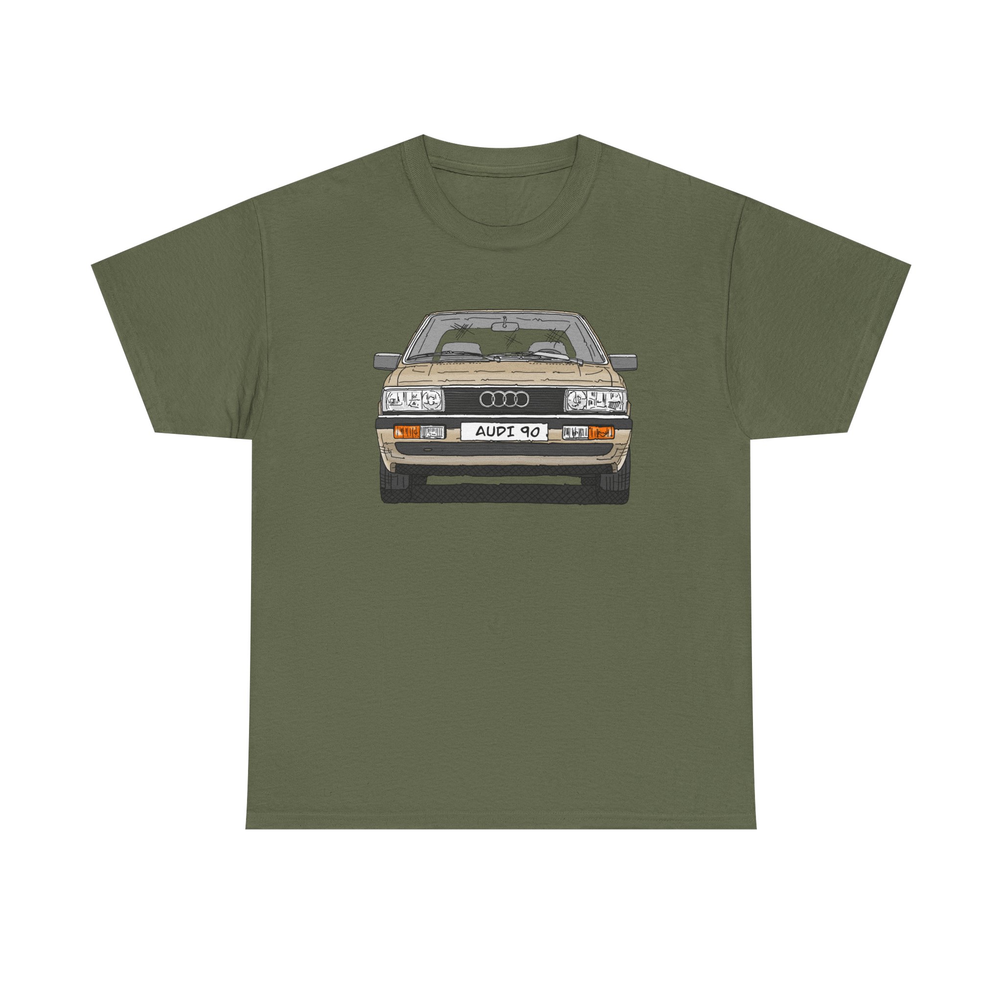 T-Shirt, Audi 90 B2, Strichzeichnung, Kalaharibeige, mit Kennzeichen personalisierbar – Bild 61