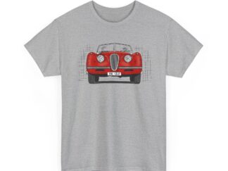 T-Shirt, Jaguar XK 120, Strichzeichnung, Rot, personalisierbar