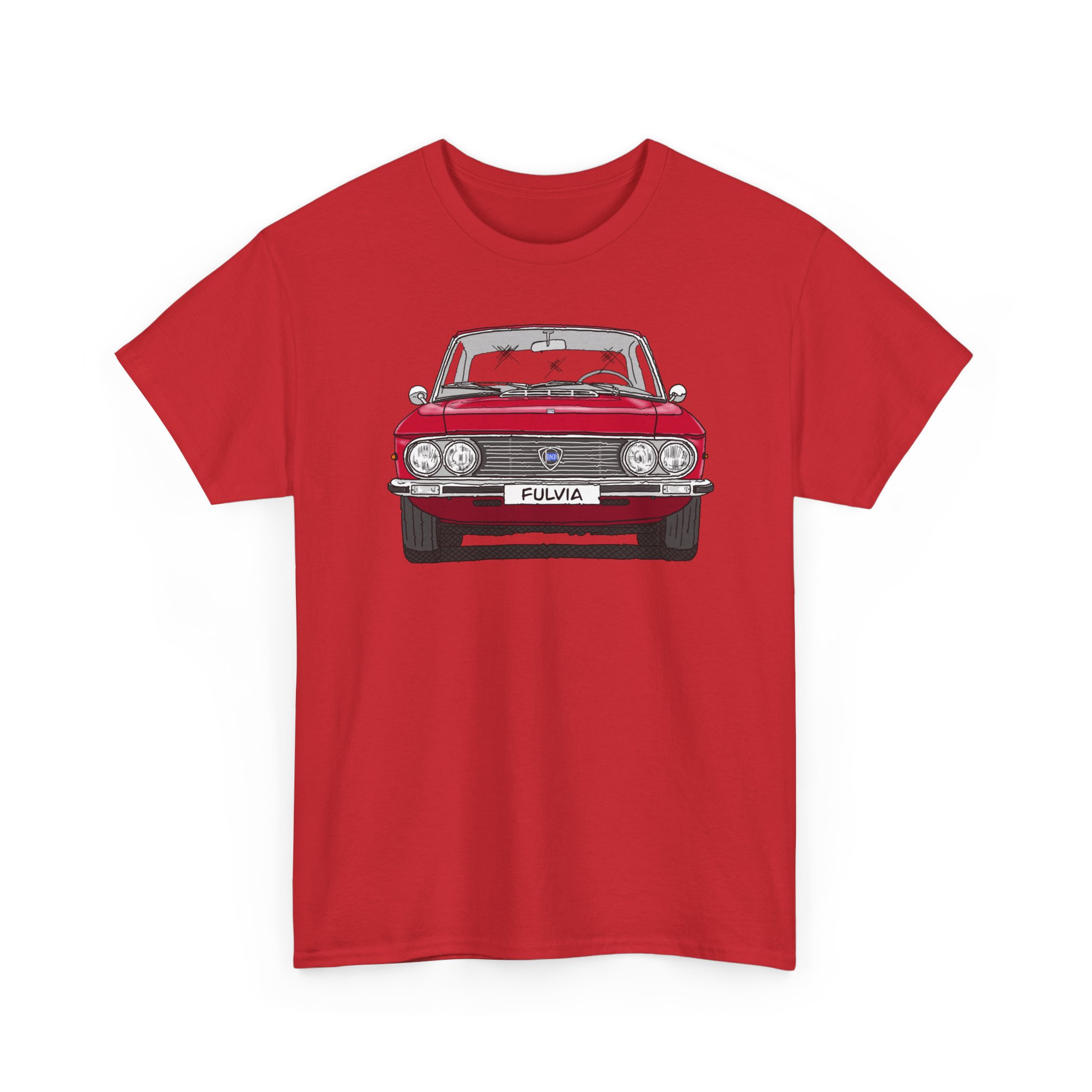 T-Shirt, Lancia Fulvia Coupe, Strichzeichnung, Rot, eigenes Kennzeichen möglich – Bild 11