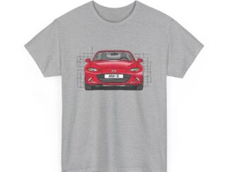 T-Shirt, Mazda MX-5 ND RF, Strichzeichnung, Rot, beidseitig